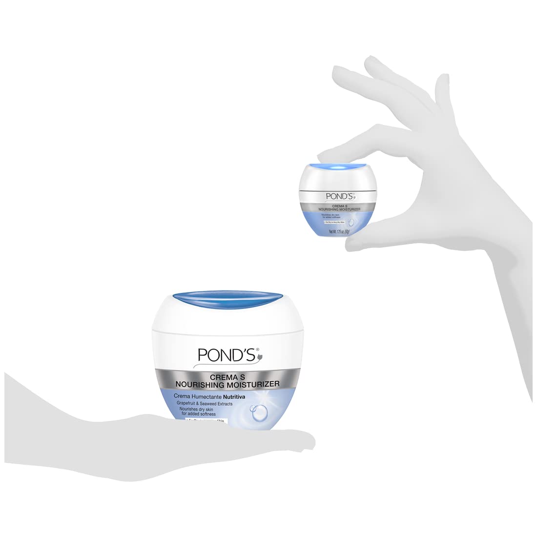 Pond's Crema S Nourishing Face Moisturizer for Women, Skin Care Facial Moisturizer Cream for Dry to Very Dry Skin, Nourishes for up to 24 hours 14.1 oz (Pack of 2)