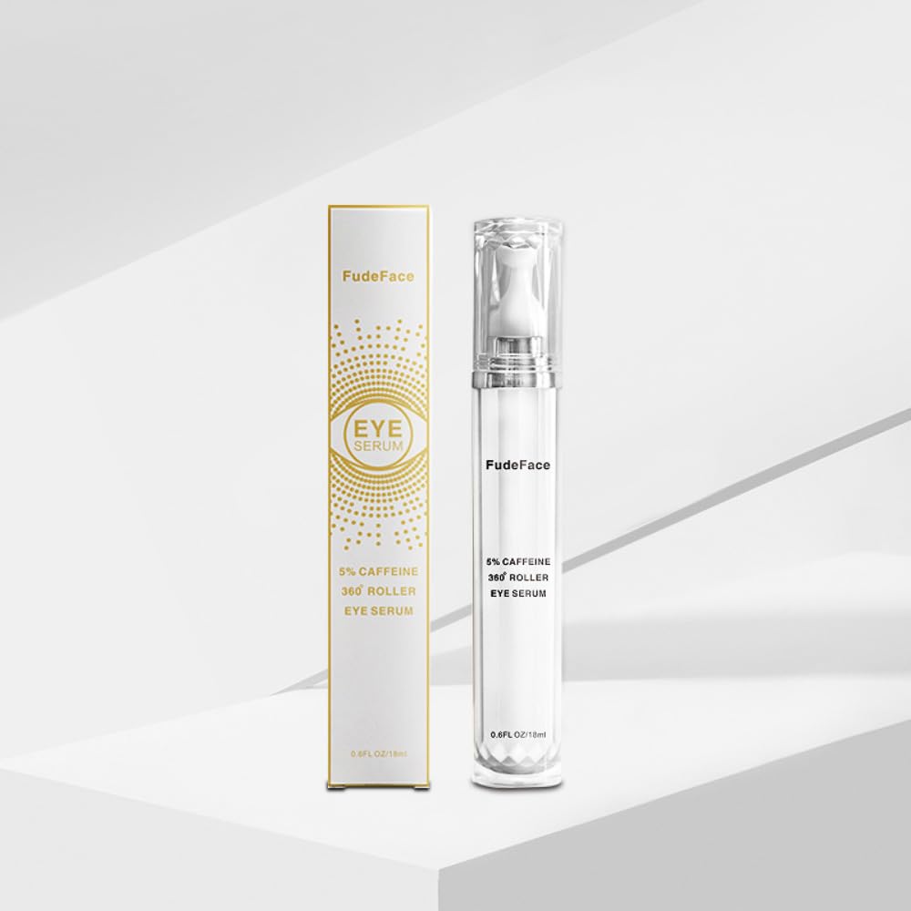 5% Caffeine Eye Serum and Under Eye Roller Cream for Dark Circles and Puffiness, Cafeine with 360° Massage Ball Reduce Wrinkles and Fine Lines,Bags under eyes