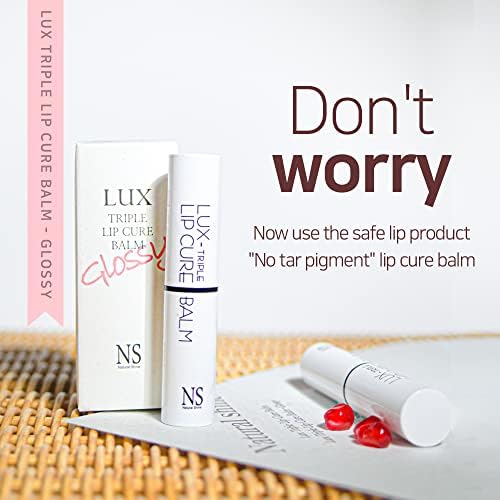 Lux Triple Lip CURE Glossy Balm (0.17oz) (AURA(Deep magenta pink)) 4 million units sold in Korea, Natural Tinted Korean Lip Balm, Petroleum/Paraben Free, Lip Butter,lip balm hydrating