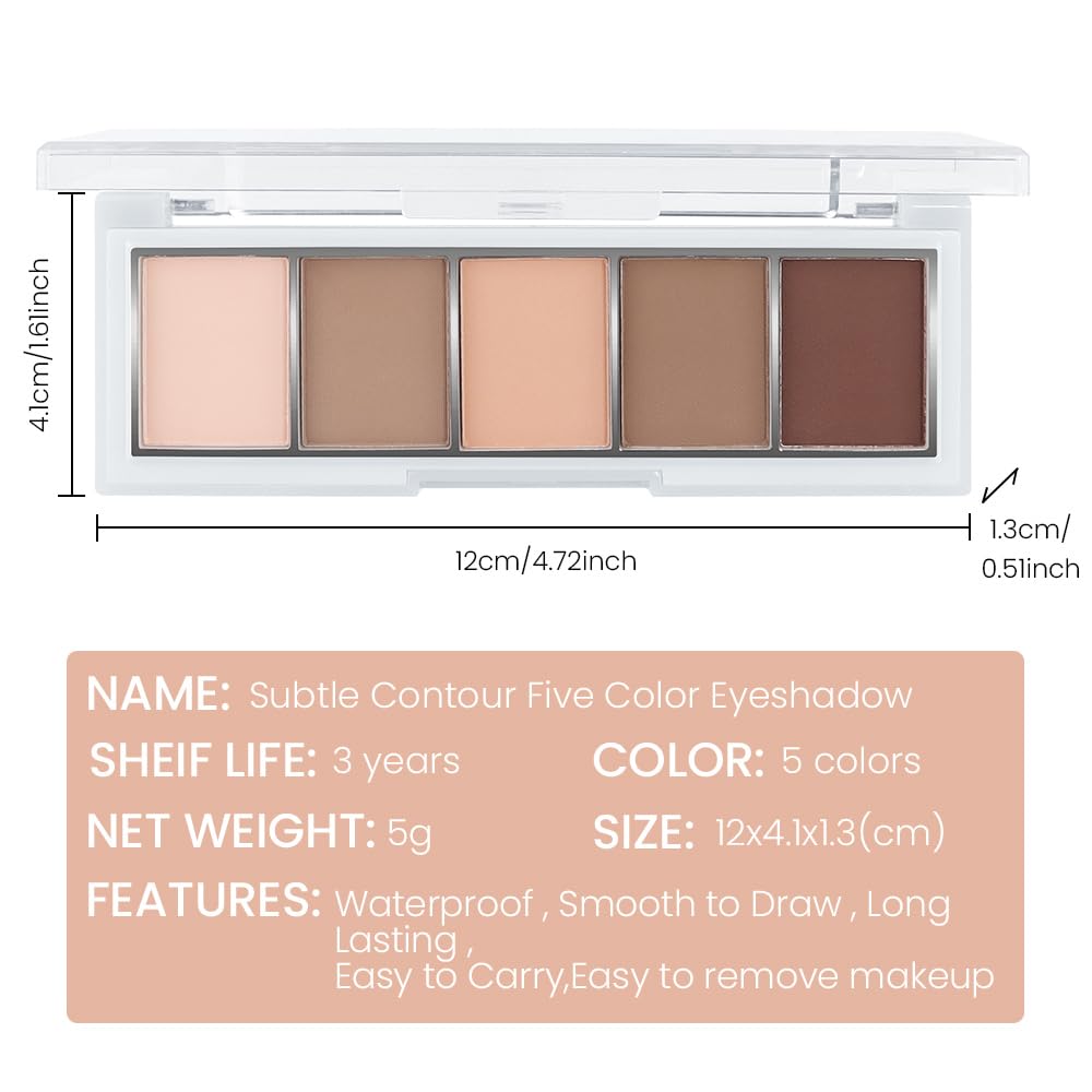 Neutral Nude Brown Eyeshadow Palette, 5 Cool Neutral Matte Shades โ Off White, Beige, Light to Dark Brown โ Velvety Finish, Long-Lasting, Natural Everyday Eye Makeup for Brown Eyes, 01#
