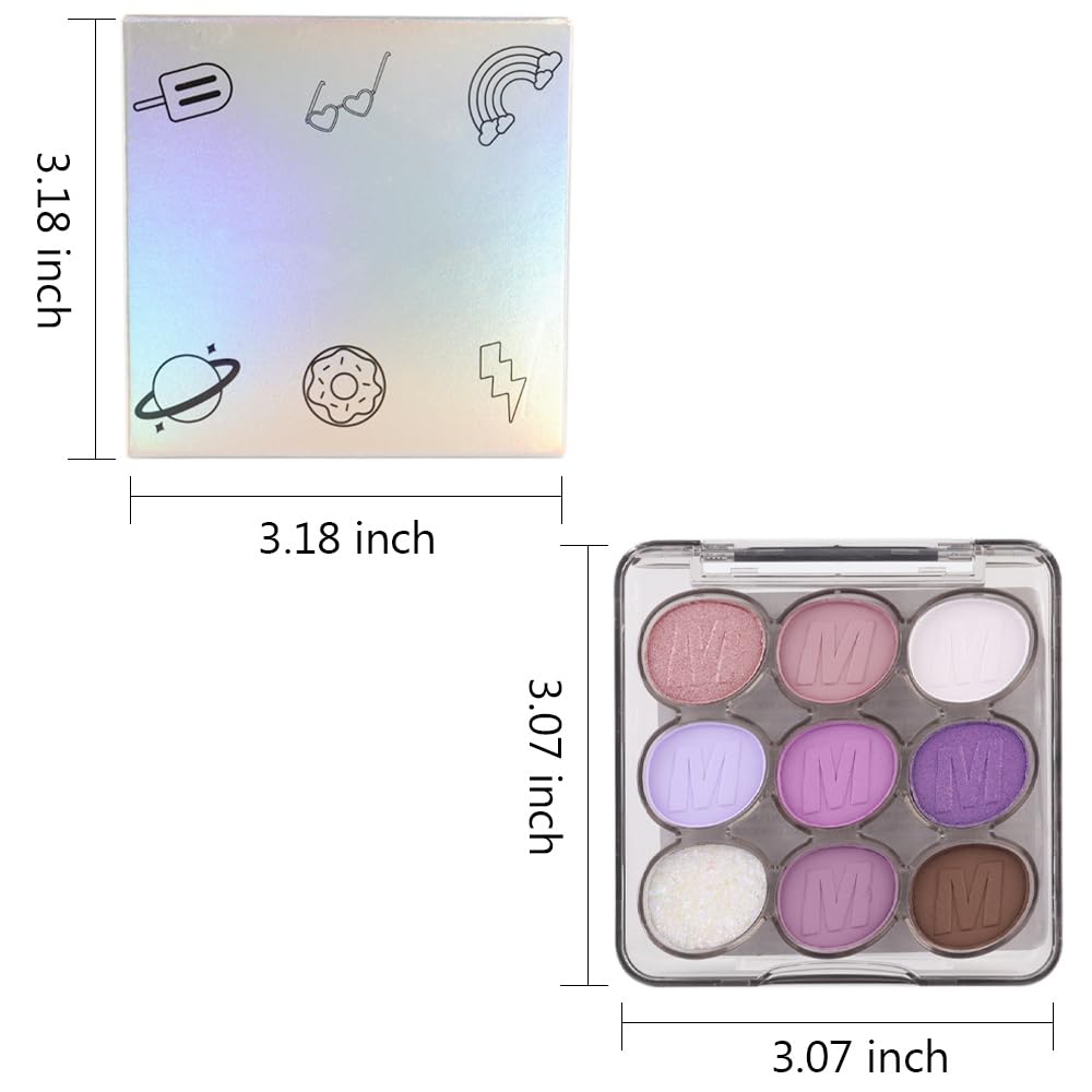 9 Colors Purple Grape Matte Shimmer Eyeshadow Palette for Eye Makeup,High Pigmented Brown Eye Shadow Primers Powder Palet de sombras de ojos