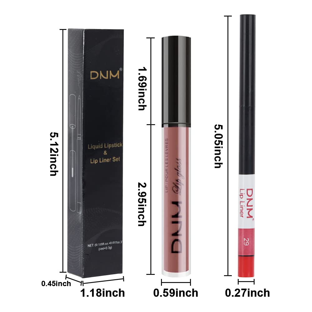 evpct 2Pcs Antique Rose Matte Lip Liner and Lipstick Pencil Makeup Set Brown Liquid Lipstick Lip gloss Stain Set Long Lasting Waterproof labiales mate 24 horas originales matte larga duracion 24 29#