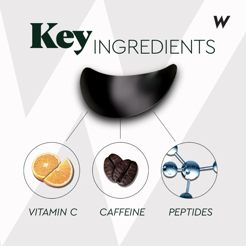 Wolf Project Under Eye Patches (15 pairs) For Dark Circles, Puffy Eyes, and Wrinkles - With Caffeine, Vitamin C and Peptides. Under Eye Masks Reduce Tired Eyes And Under Eye Bags