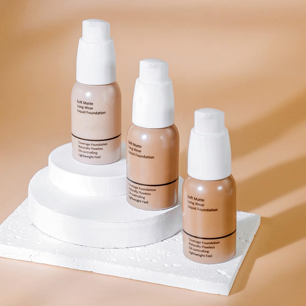 Matte Liquid Full Coverage Foundation, Flawless Soft Matte 24HR Oil Control Full Coverage Foundation Makeup for Women, Long-Lasting Waterproof Full Coverage, 06#Toffee (06, Pack of 1)