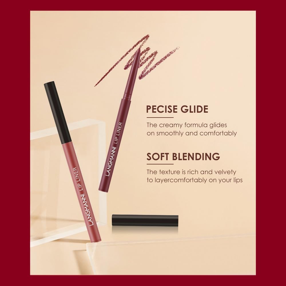 LANGMANNI 4pcs Matte Lipstick with Lipliners Durable Makeup Set,Long-Lasting Non-Stick Cup Not Fade Waterproof Pigmented Velvet Lipgloss Kit Beauty Cosmetics Makeup Gift for Girls(#1+2+8+11)