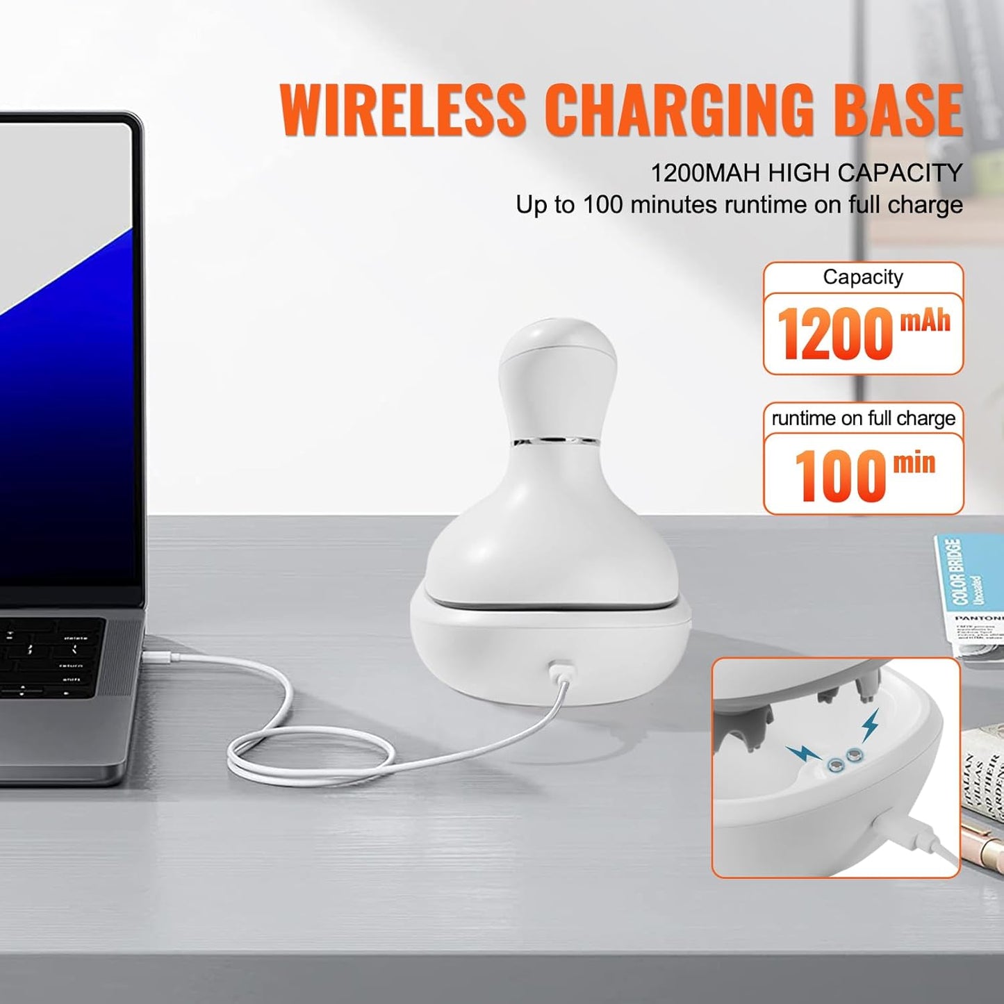 VEVOR Electric Cordless Hair Scalp Massager with Kneading 484 Massage Nodes, Handheld Portable Head Scratcher Massager for Deep Clean and Stress Relax, Gifts for Men Dad