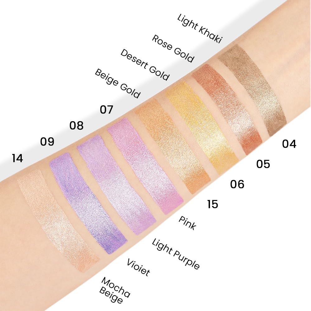 evpct 4Pcs Cream Eye Shadow Brightener Sticks Set for Eyes, 04# Light khaki 05# Broze gold 06# Desert gold 15# Beige gold Shimmer Metallic Eye shadow Pencil Applicator Stick Palette Makeup Waterproof