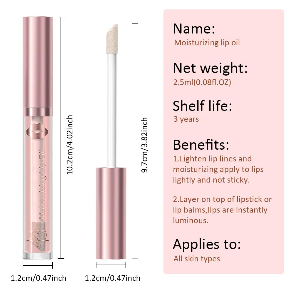 Hydrating Lip Gloss Oil - Nourishing Tinted Lip Oil for High-Shine Finish, Long-Lasting, Non-Sticky, Cruelty-Free Lip Plumper, Perfect with Lipstick & Peel-Off Lip Gloss