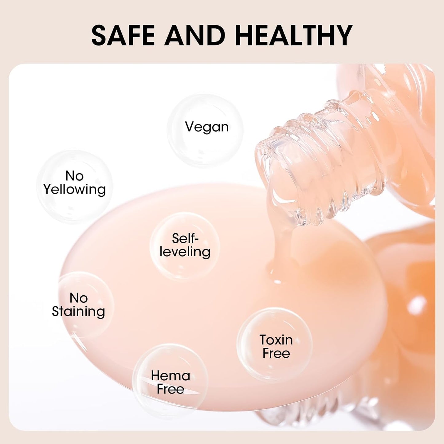 GELLEN Clear Nail Polish Ridge Filling Base Coat, Nail Strengthener and Growth, Ridge Filler For Nails, Hydrate Strengthen Nourish Damaged Dry Natural Nails, Shea Butter & Vitamin E & Protein Formula