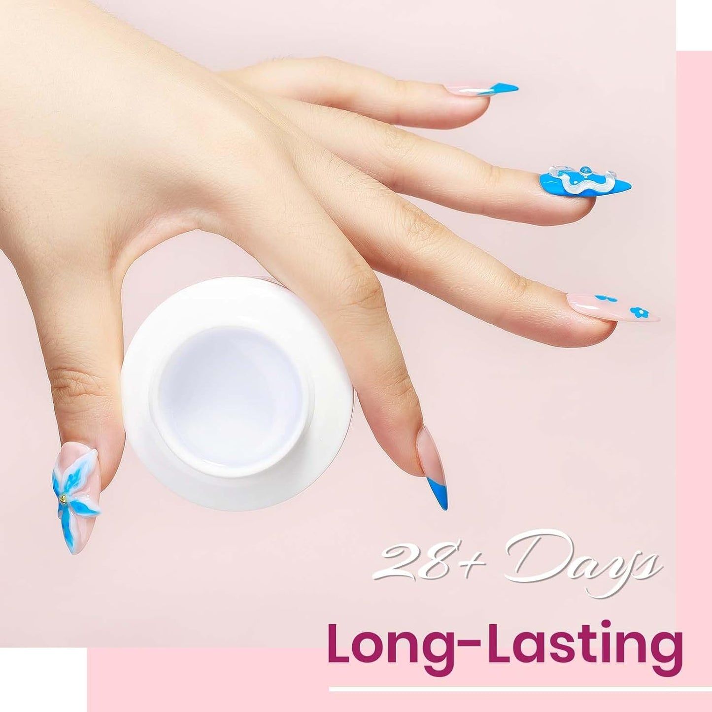 Solid Builder Gel for Nails 2PCS, Sculpting Gel 3D Nail Art Non-Stick Hand, Clear & White, Hard Gels For Nails Modeling, Sculpture, Nail Extension UV/Led Manicure DIY At Home 18g