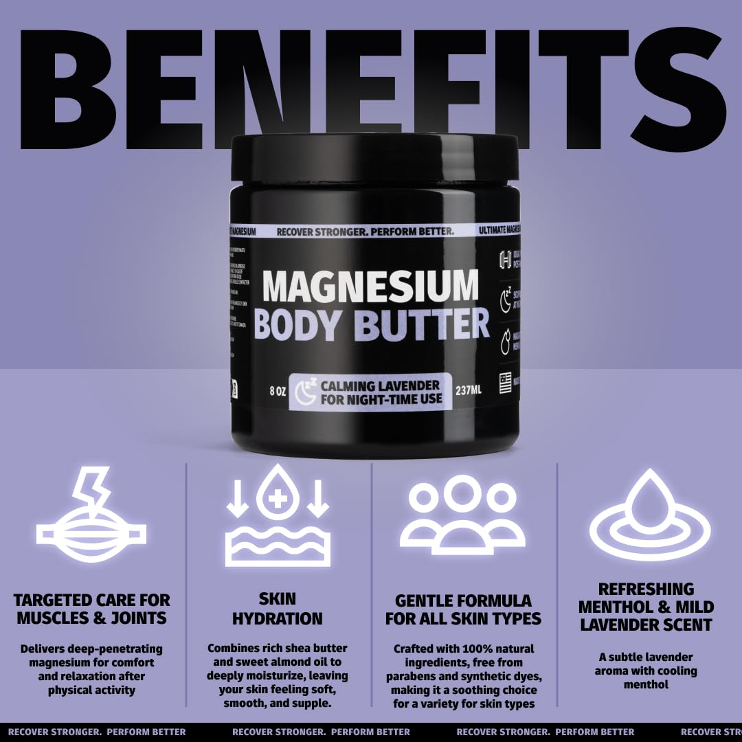 Coach Soak Recovery Bath Soak & Nighttime Magnesium Body Butter Bundle - Calming Lavender Scent - 3lb Bath Salts & 8oz Body Cream with Essential Oils, Magnesium & Shea Butter