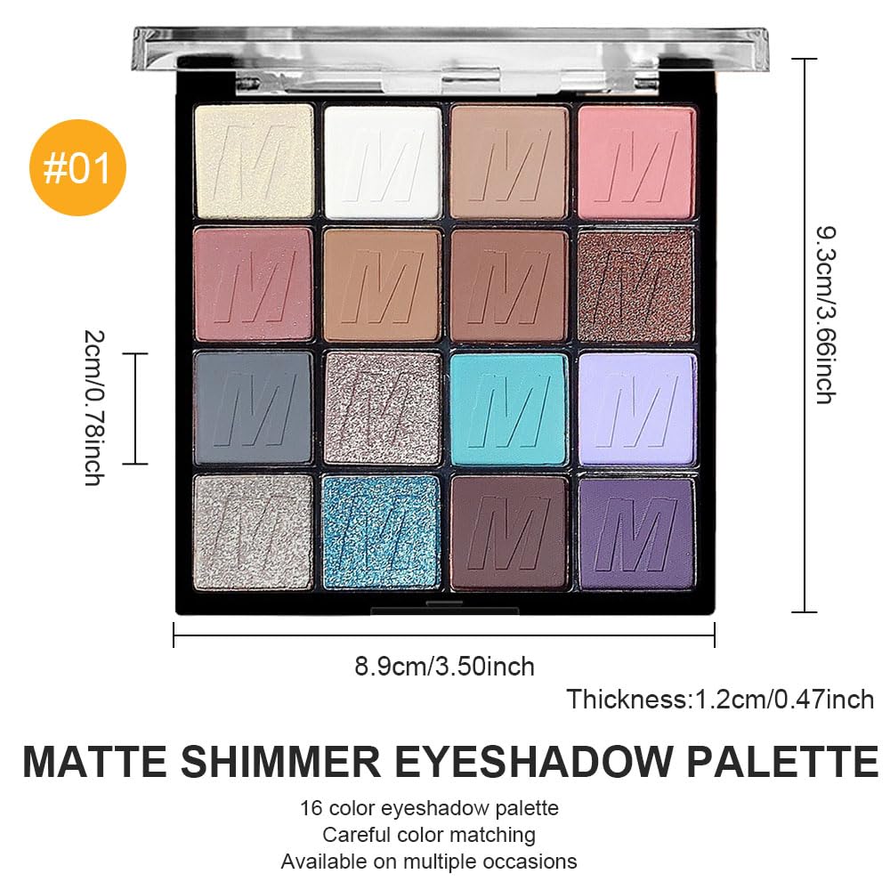 9 Colors Blue Champagne Gold Matte Shimmer Eyeshadow Palette for Eye Makeup,High Pigmented Silver Brown Eye Shadow Primers Powder Palet de sombras de ojos