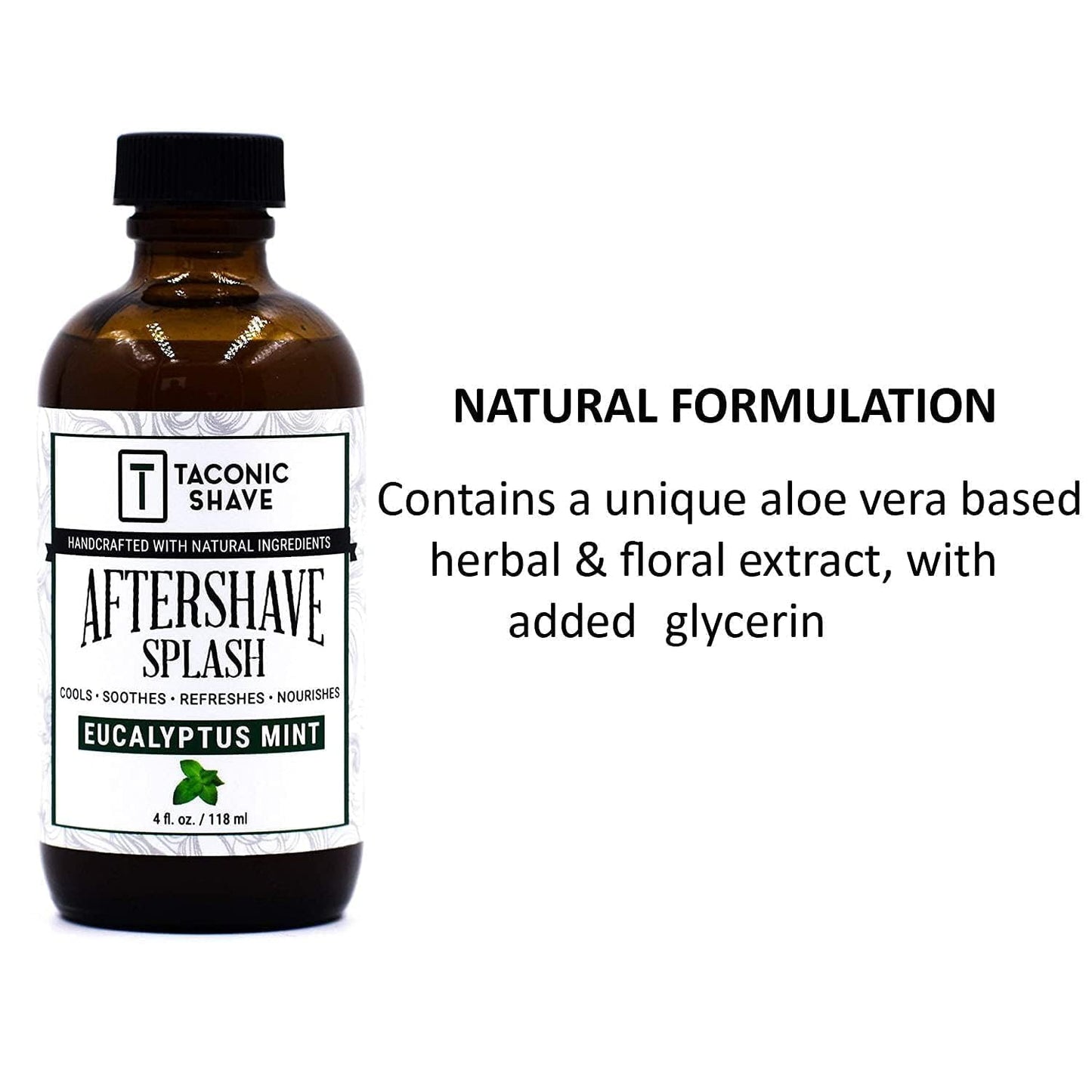 Taconic Shave Eucalyptus Mint Aftershave Splash β Refreshing, Alcohol-Free Menβs After Shave β Tones & Cools Skin Naturally β 4 oz USA Made