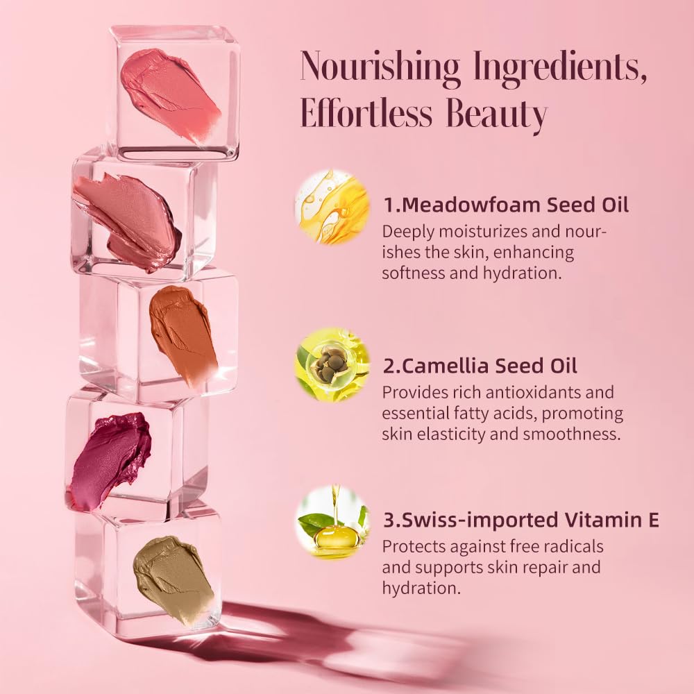 Multi-Use Makeup Cream Blush Stick, Unidollss 3-in-1 Buildable Powder Blush Stick for Cheeks, Eyes, and Lips, Hydrating formula, All day wear, Easy Application with Thumb Puff Included (01 WHISPER)