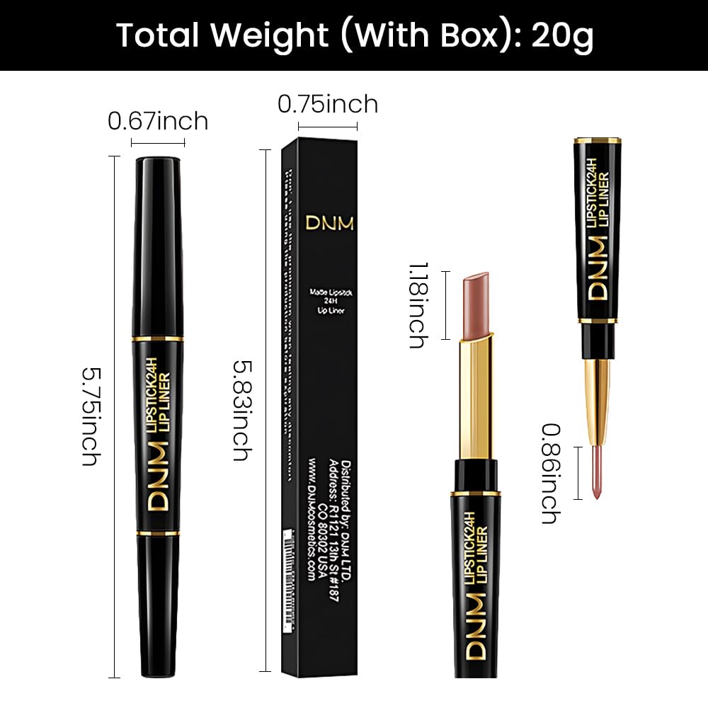 evpct 1Pcs Nude Brown Velvet Matte Lip Liner and Lipstick Combo Set Kit for Women, Magic 24 Hours Lipstick and Lip Liner Makeup Set Stain Long Lasting Waterproof labial, 48#