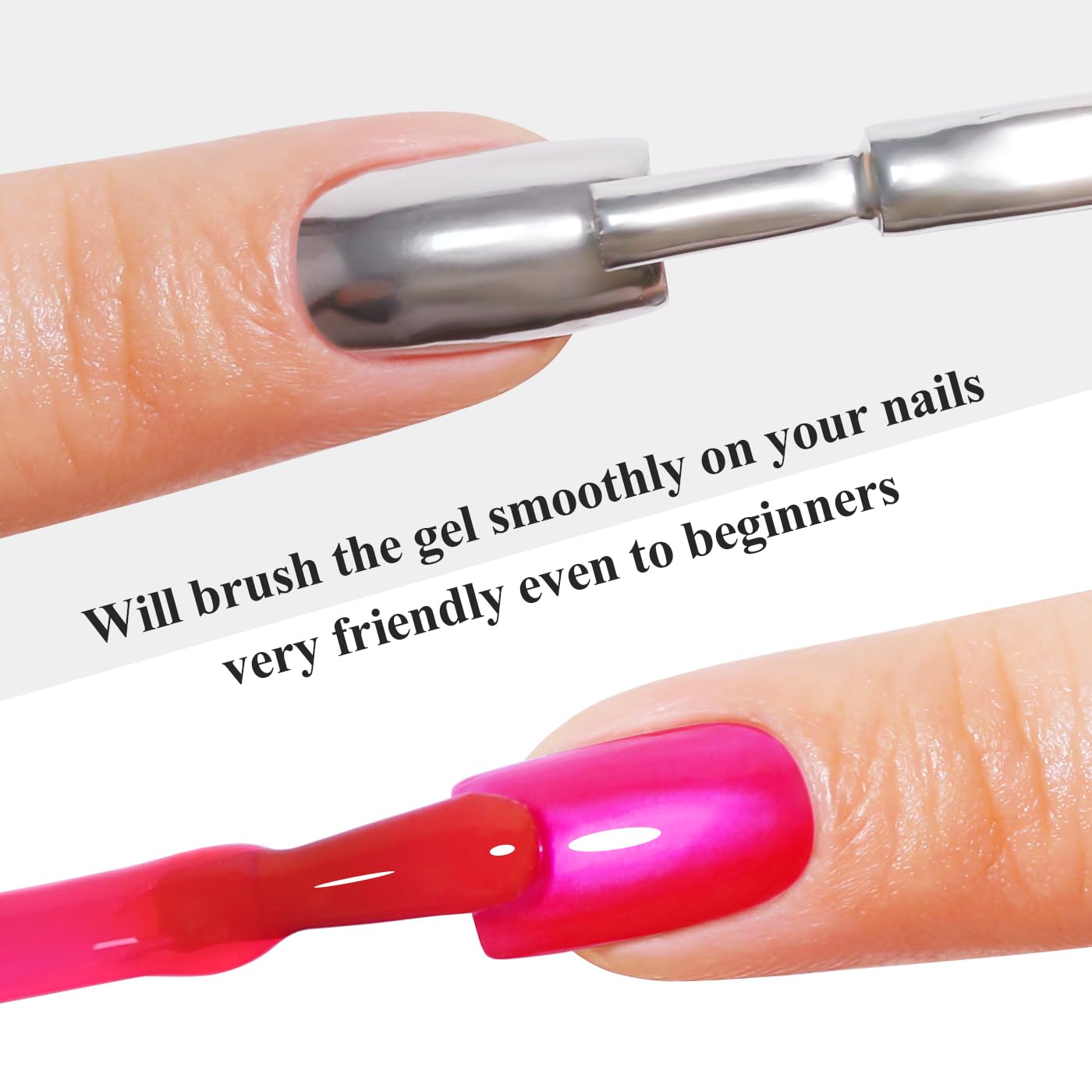 Imtiti Metallic Gel Nail Polish Set, 2 Pcs 10ml Chrome Mirror Shine gel polish & Hot Pink Jelly GEl POlish Soak Off UV LED Spring Summer Nail Art Manicure Salon DIY Design Kit
