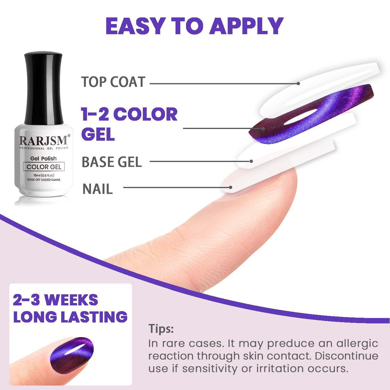 RARJSM Glitter Cat Eye Gel Nail Polish Aurora Purple Multi Color Velvet Diamond Cateye Gel Polish with Magnet Stick Reflective Shimmer UV LED Curing Requires Soak Off for Home Salon Manicure 15ml