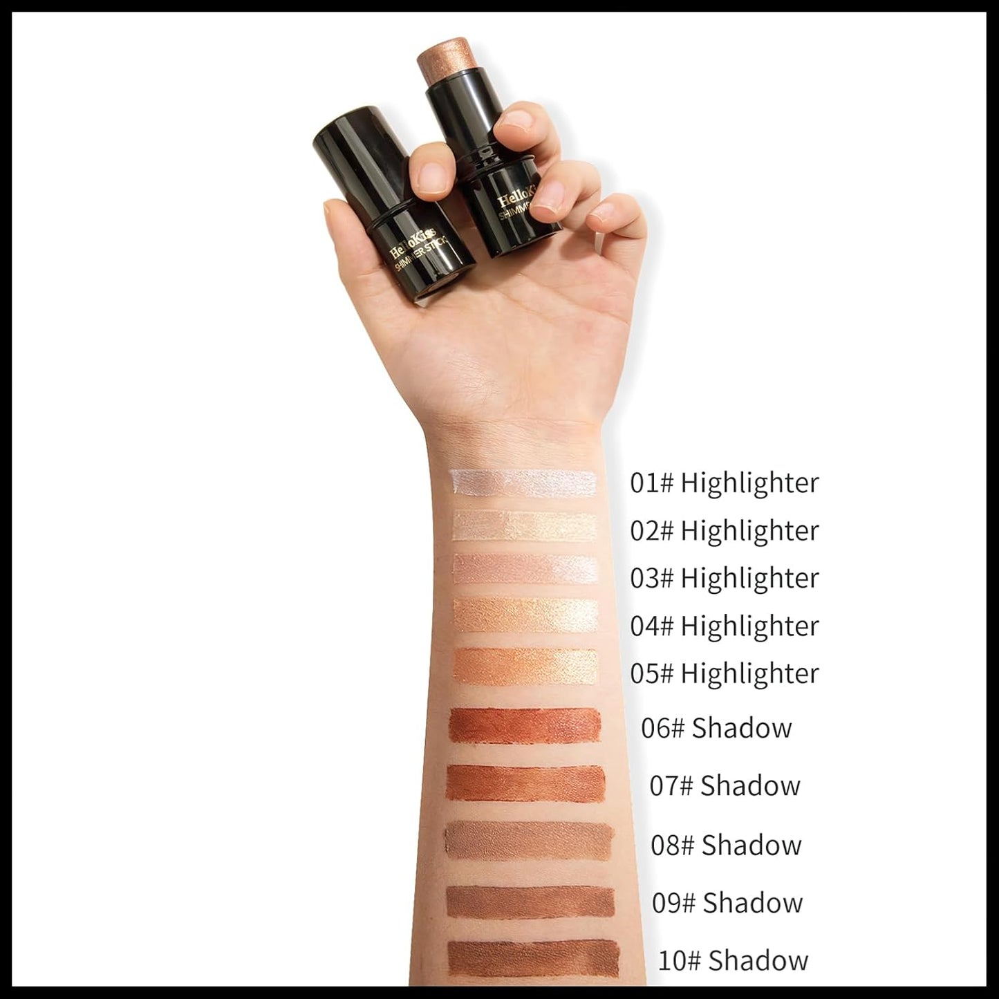 MIELIKKI 2Pcs Cream Contour Stick Makeup, Highlighter Stick and Bronzer Stick for Face Sculpting, Easy to Apply & Blend, Long Lasting, Waterproof, Matte Finish,0510