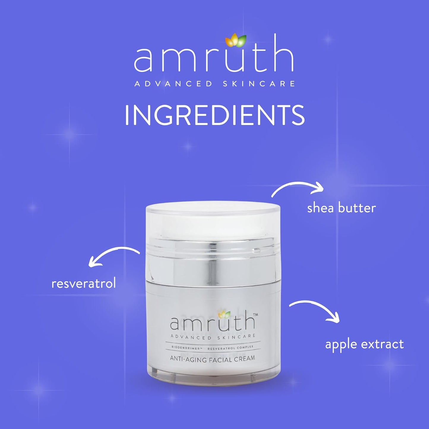 Amruth Resveratrol Daily Anti-Aging Facial Cream, 1oz Jar with Pump, Lightweight, Firms and Nourishes Skin, Smooths Appearance of Fine Lines and Wrinkles