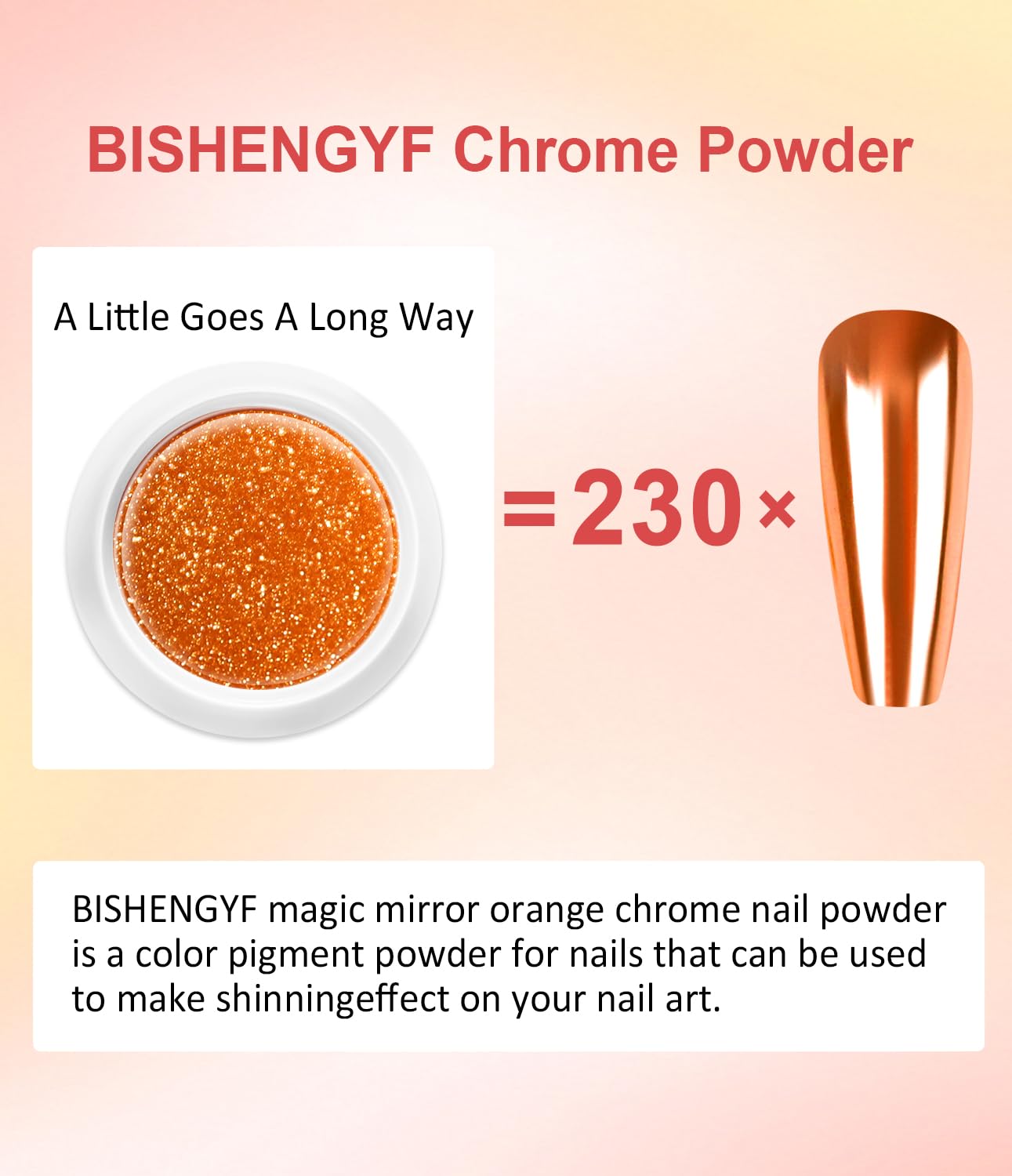 Pearl Chrome Nail Powder BISHENGYF -【Metallic Mirror Effect】 Orange Chrome Nail Powder White Clear Aurora Mermaid Iridescent Chrome Powder for Nails Pigment Glitter Dust for Manicure Decroation DIY