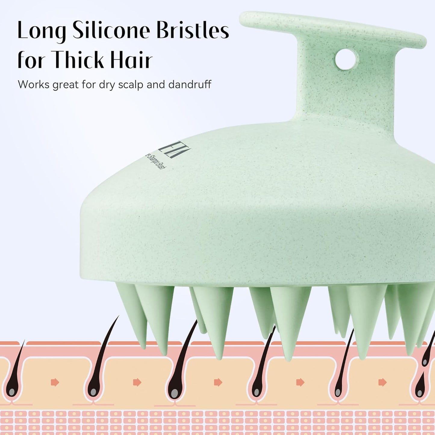 HEETA Scalp Scrubber Shampoo Brush, Scalp Massager Tool for Hair Growth, Soft Silicone Bristles for Dandruff Removal Wet Dry Use Women Men Kids Pet, Fit All Hair Types Care, Green