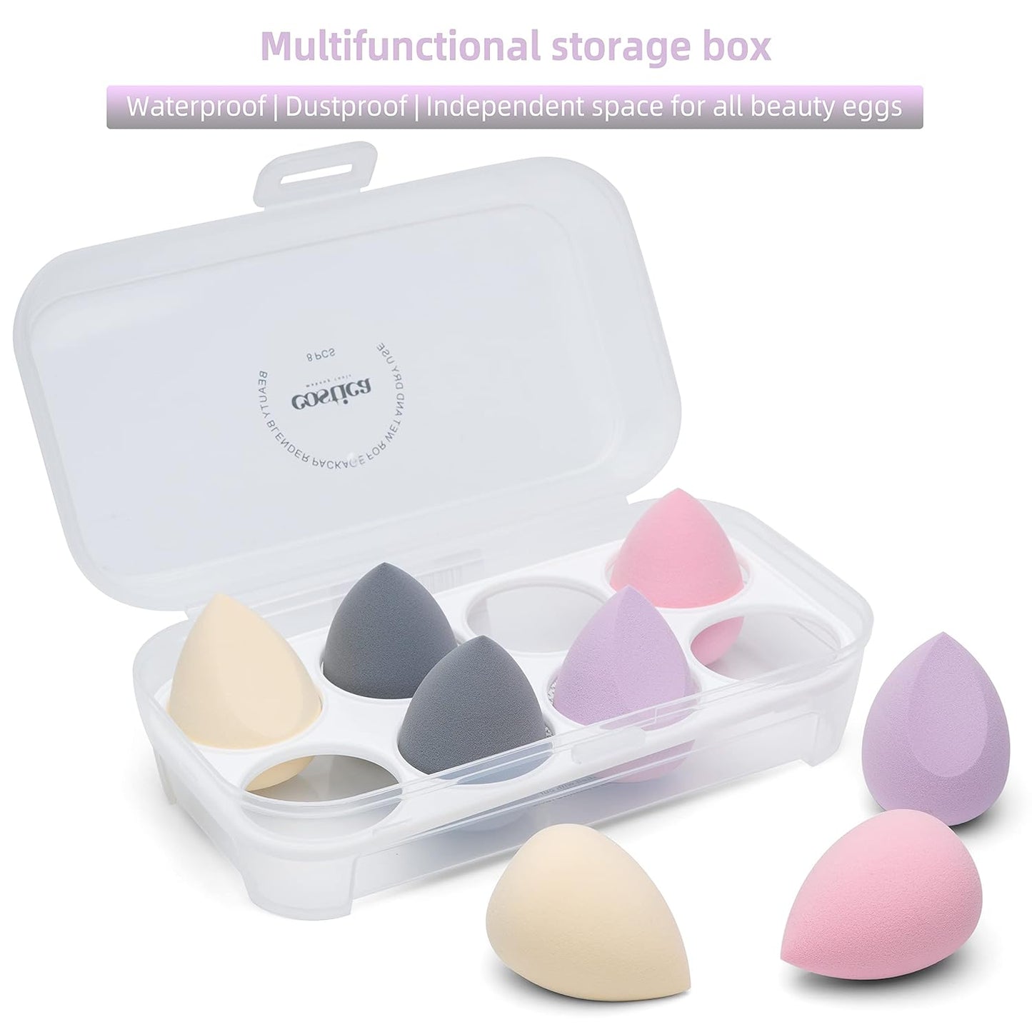 COSTICA Makeup Sponge, 8 Pcs Beauty Blender for Foundation Blending Sponge, Multi-colored Makeup Blender with Storage Box, Flawless for Liquid Cream and Powder