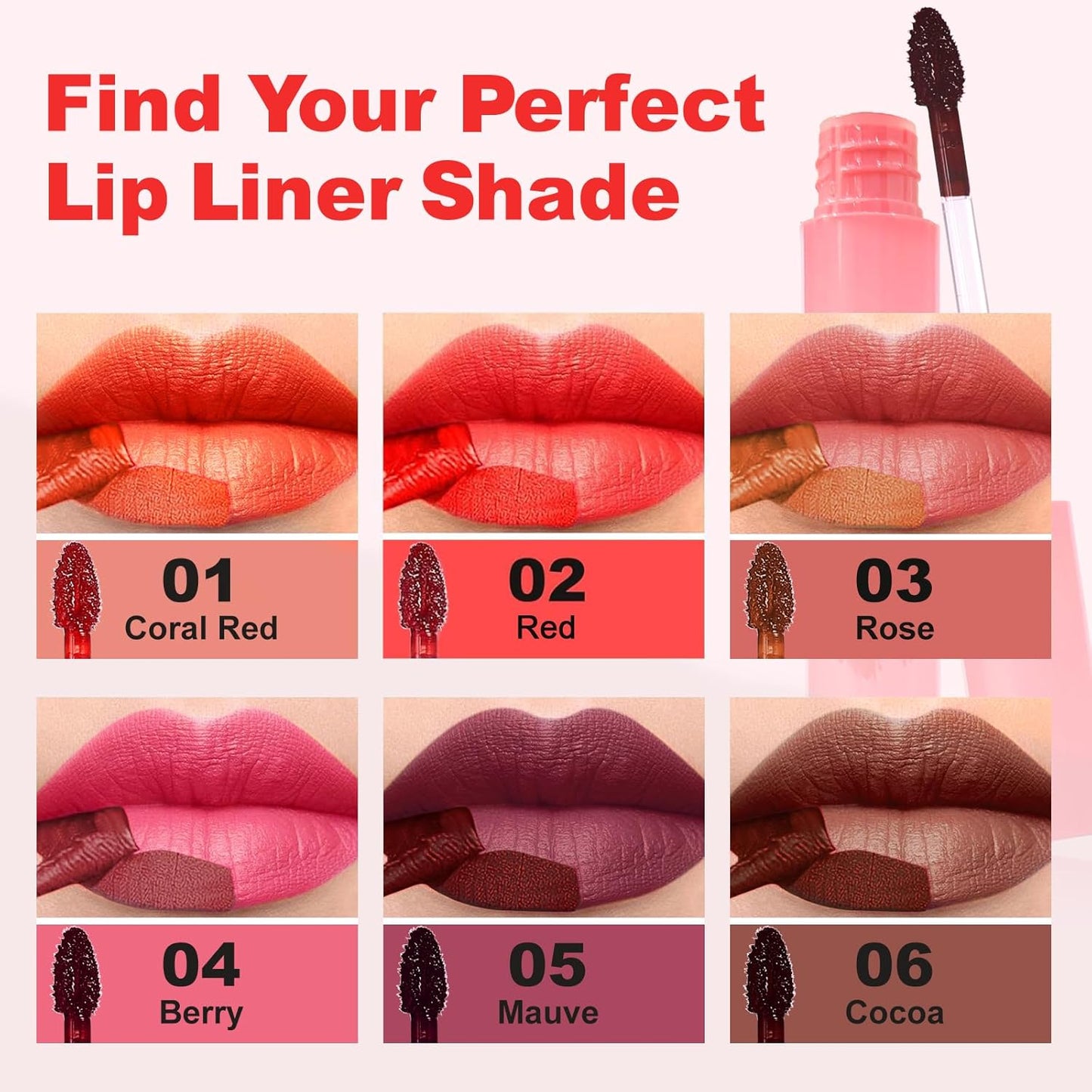 Lip Liner - Lip Stain Peel Off Moisturizing Long-Lasting & Waterproof Transfer Proof & Plumping, Non-Stick Cup Lip Liner Stain Tint For All Skin Types (Rose, 1 PCS)