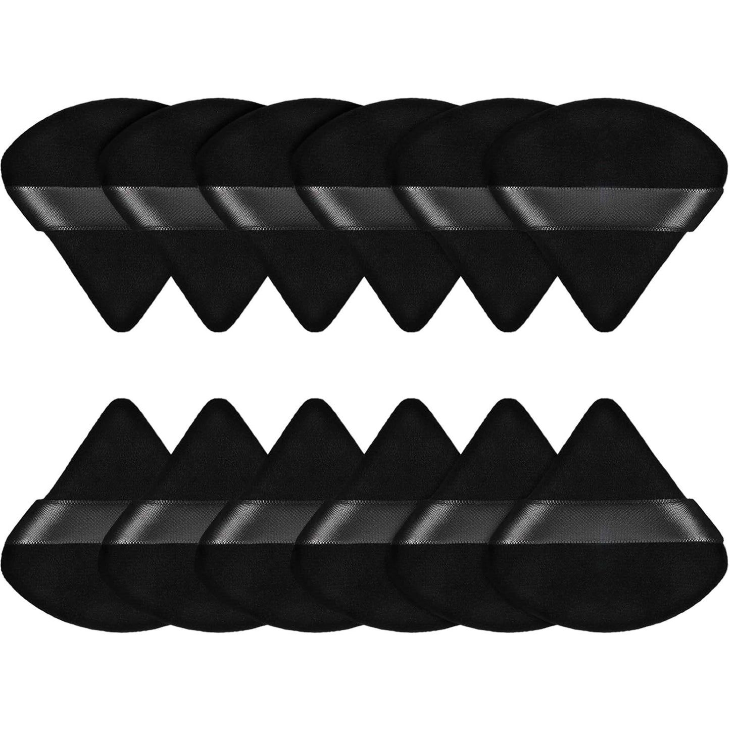 Maitys 12 Pieces Powder Puff Triangle Face Makeup Cosmetic for Loose Powder Soft Body Washable Reusable Foundation Sponge Mineral Wet Dry Makeup Tool for Women(Small,Black)