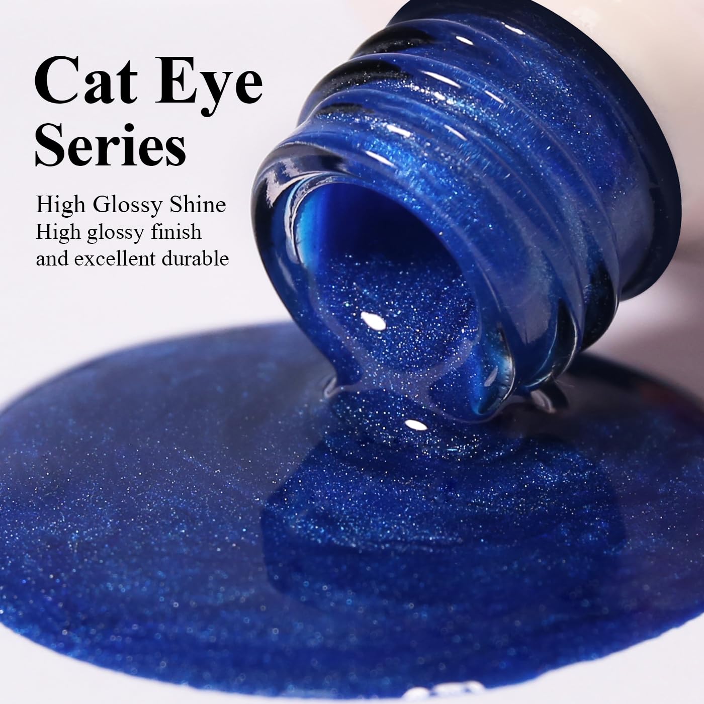 Imtiti Cat Eye Gel Nail Polish, Dark Blue Holographic Magnetic Crystal Nail Gel Polish With Magnet Glittery Galaxy Spring Summer Kit Soak Off UV Led 10ML