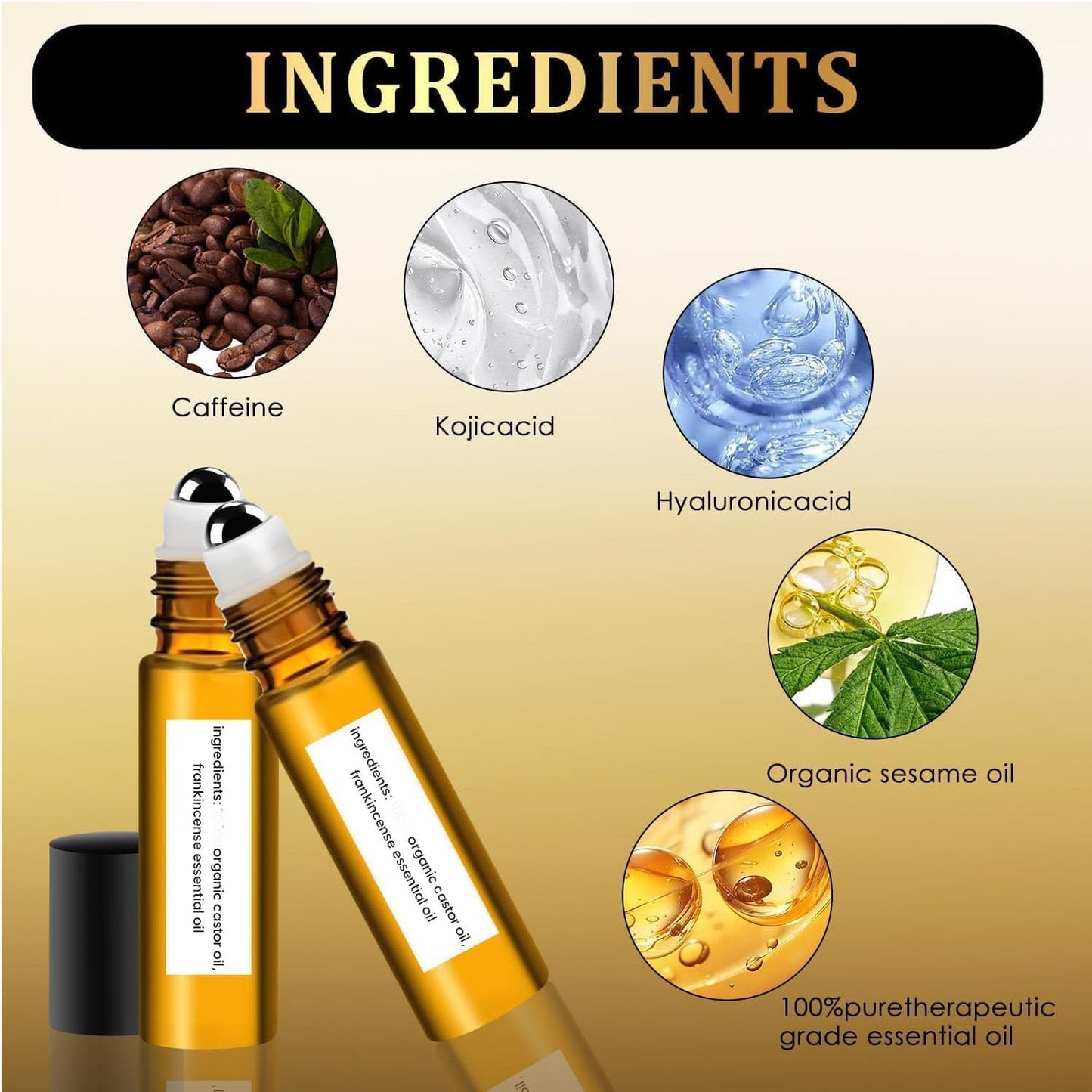 Time Eraser Oil, Time Eraser Rollerball Castor Oil and Frankincense, Castor Oil and Frankincense Eye Roller,Castor Oil Roller Ball(2 boxes)