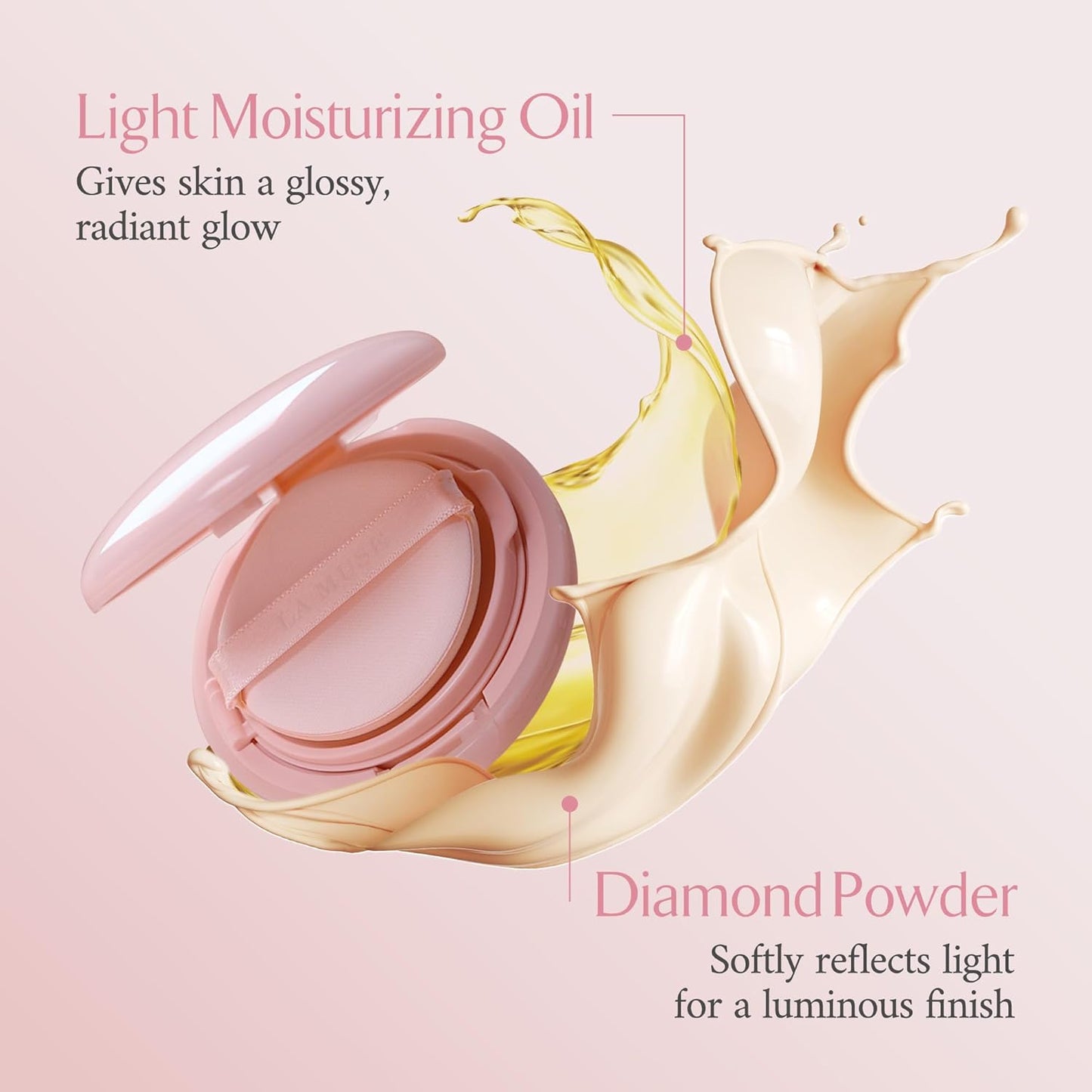 LA MUSE Glow Cushion Foundation No.20 Pure Ivory | Refill Only(13g / 0.46 Ounce) with Water Drop Shape Puff | Easy Application | Perfectly, Seamlessly Covers Difficult Areas Like Nose, Around Eyes