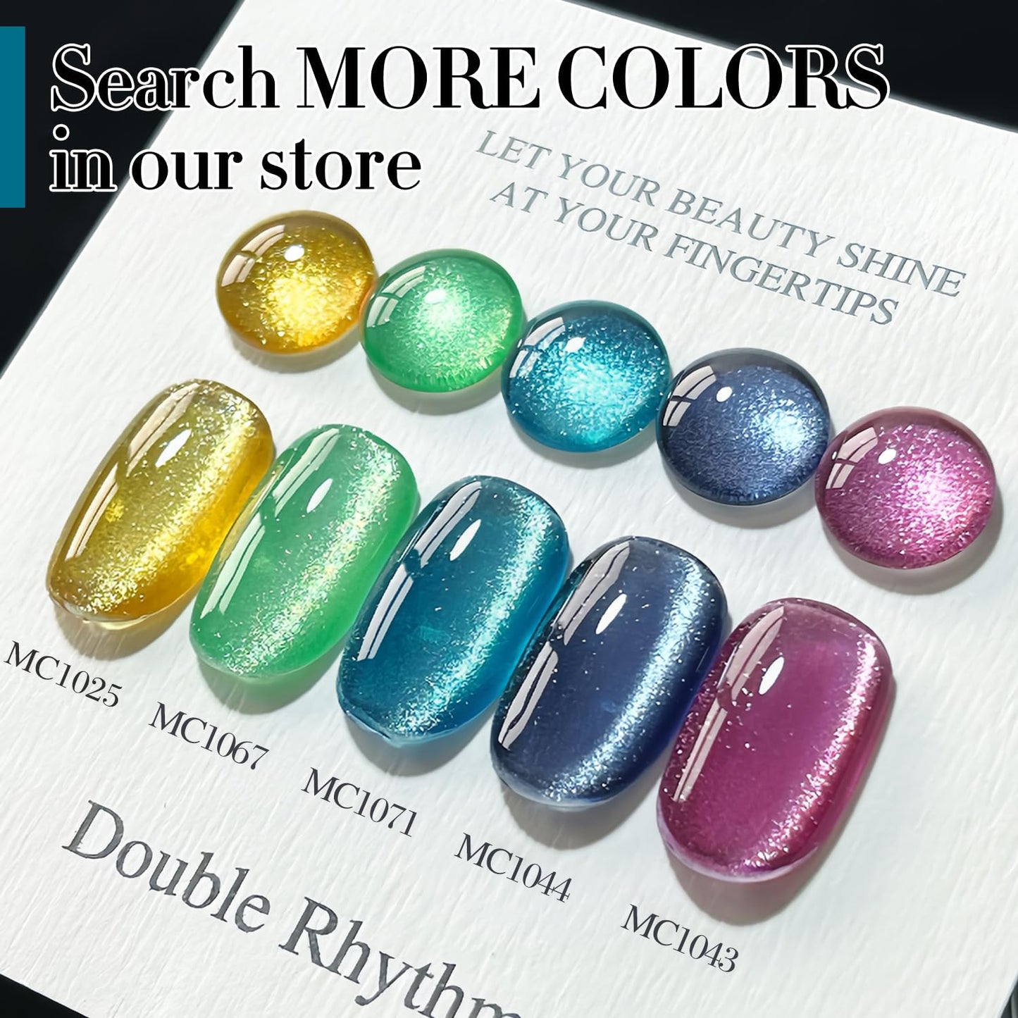 Double Rhythm 0.5 OZ Cat Eye Gel Polish with Magnet 15ML Holographic Glitter Shimmer Translucent Jelly Color Magnetic Polish Salon DIY at Home (Teal-MC1071)