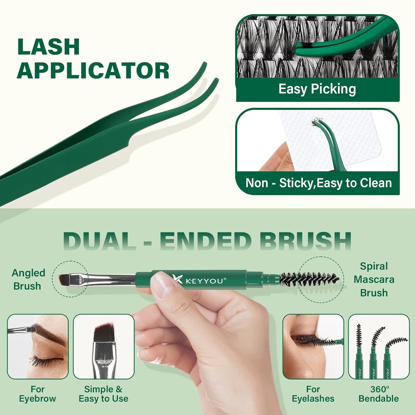 KEYYOU Lash Extension Kit DIY 280Pcs Lash Clusters Eyelash Extension Kit 30D40D,D Curl 9-18MIX Lash Clusters Kit with Lash Glue Remover Applicator Easy to Use for Beginners(Kit,30D40D-D,9-18MIX)