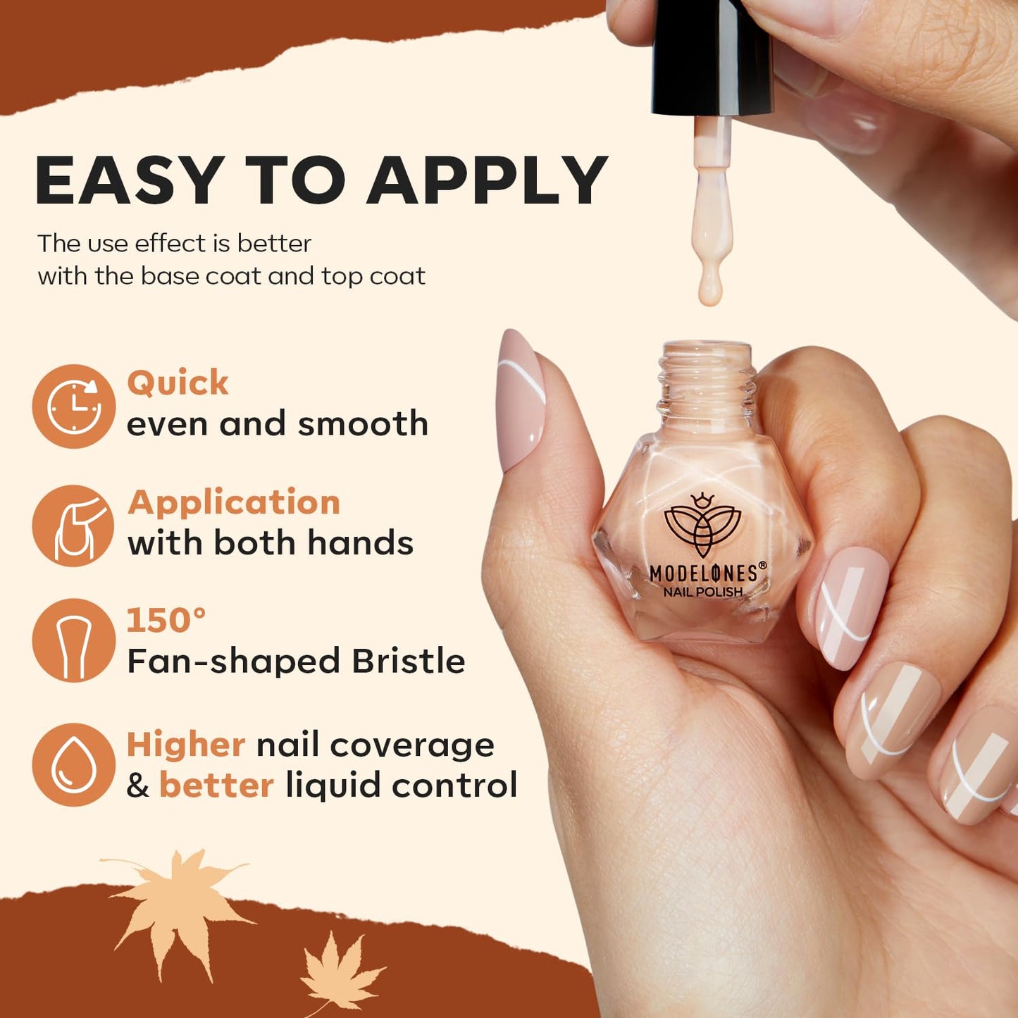 modelones Nail Polish Set, 6 Colors Fall Glitter Nail Polish Kit Orange Brown Quick Dry Fingernail Polish Manicure Nail Art Manicure DIY Home Salon Gifts for Women Mom