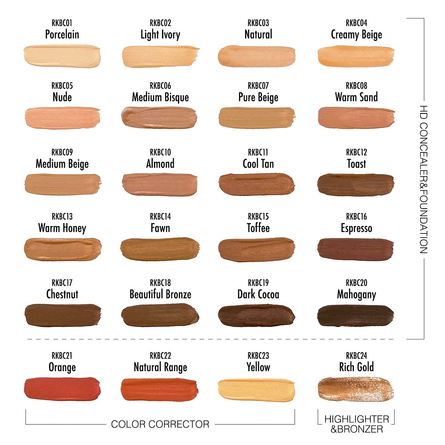 Ruby Kisses HD Concealer & Foundation Brush Flawless Full Coverage Face Makeup Lightweight Highlighter Long Lasting Under Eye Conceals Contour Corrector 3 Pack (Light Ivory)