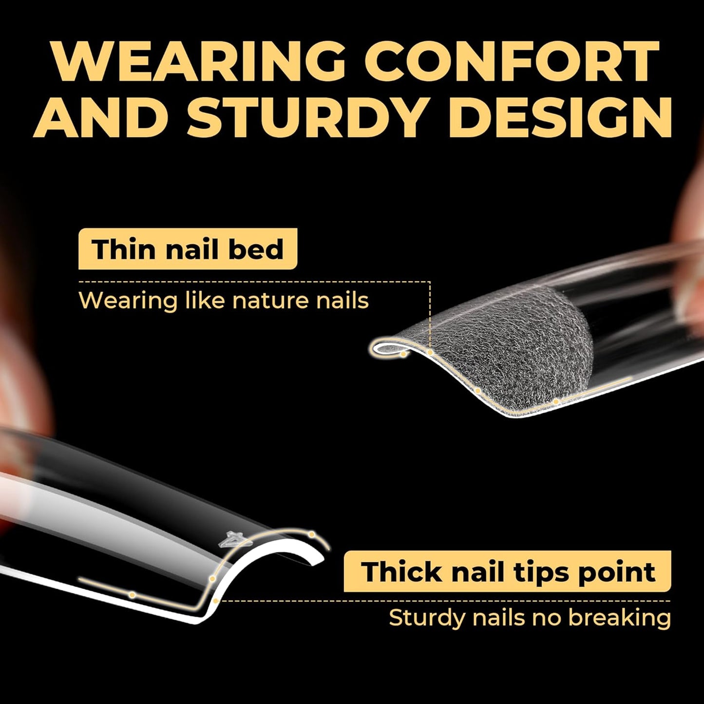 UNA GELLA Extra Long Tapered Sqaure Nail Tips, Pre-buffed 240Pcs Square Gel Nail Tips No C Curve XXL Long Square Press on Nails Full Cover Straight for Nails Extension Home DIY Salon 12 Sizes