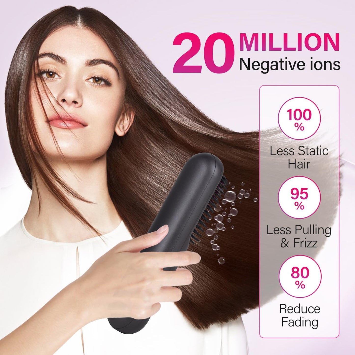 Rechargeable Hot Hair Brush Straightener Heat Pressing Combs Ceramic Electric Straightening Comb, Anti Burn for Natural Black Hair Beard Wigs Holiday Gifts