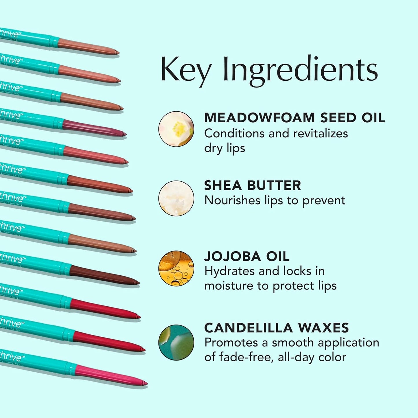 Thrive Causemetics Lip Filler Long-Wearing + Plumping Lip Liner, Shea Butter Hydrating Lip Plumper Retractable Lip Liner Pencil, Built In Sharpener, Vegan & Cruelty Free, Ebony (Fuchsia Pink)