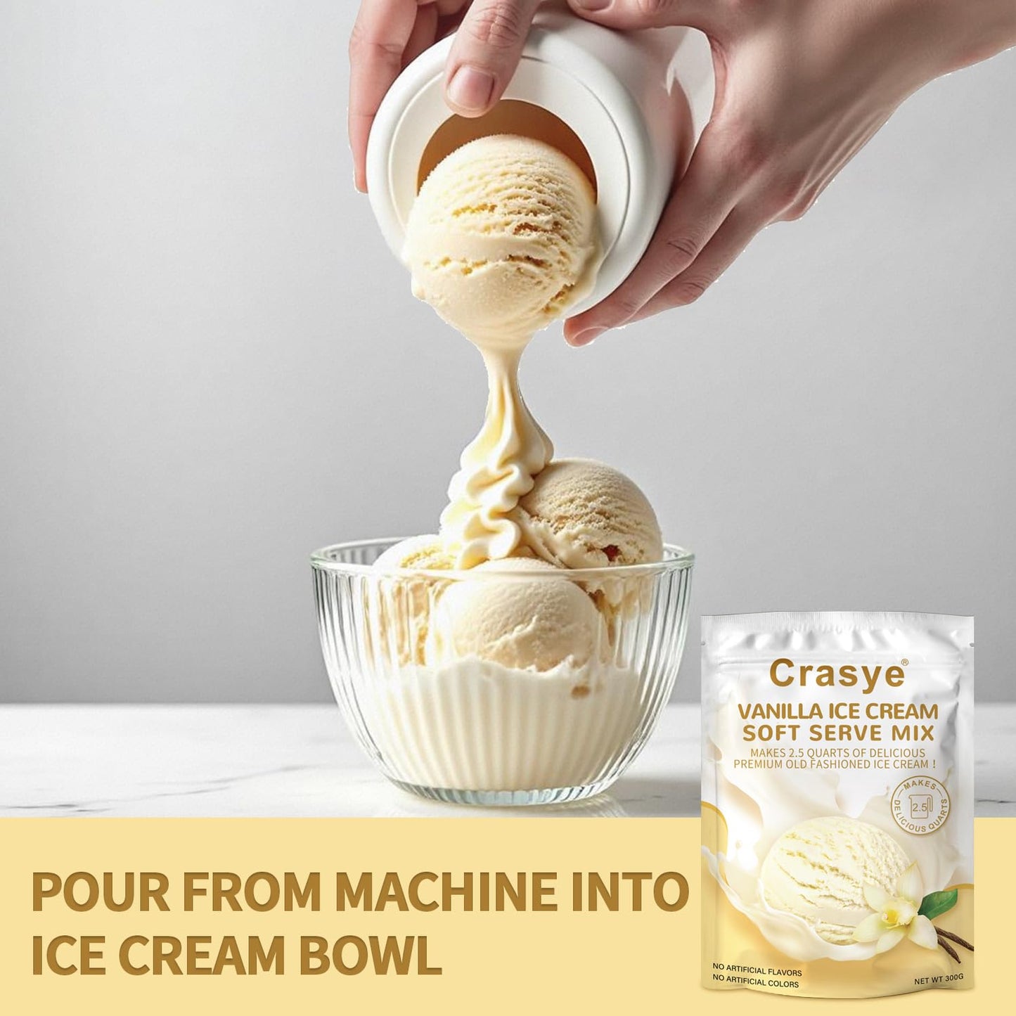 10 Ounce Ice Cream Mix Vanilla Soft Serve Mix Soft Serve Mixes Base Powder Homemade for Ice Cream Maker Machine