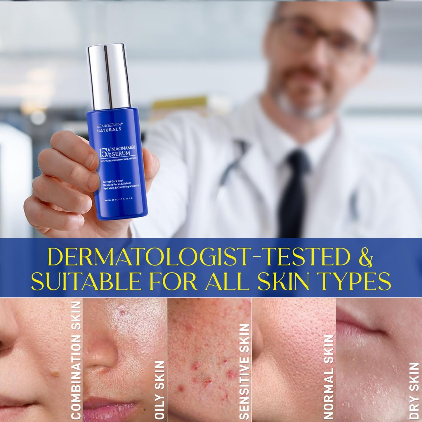 Niacinamide Serum 15% for Face – Dark Spot Corrector, Pore Minimizer, Oil & Blemish Control, Brightening & Hydrating with Vitamin C, B5, Peptides & Hyaluronic Acid – 1.7 Fl Oz