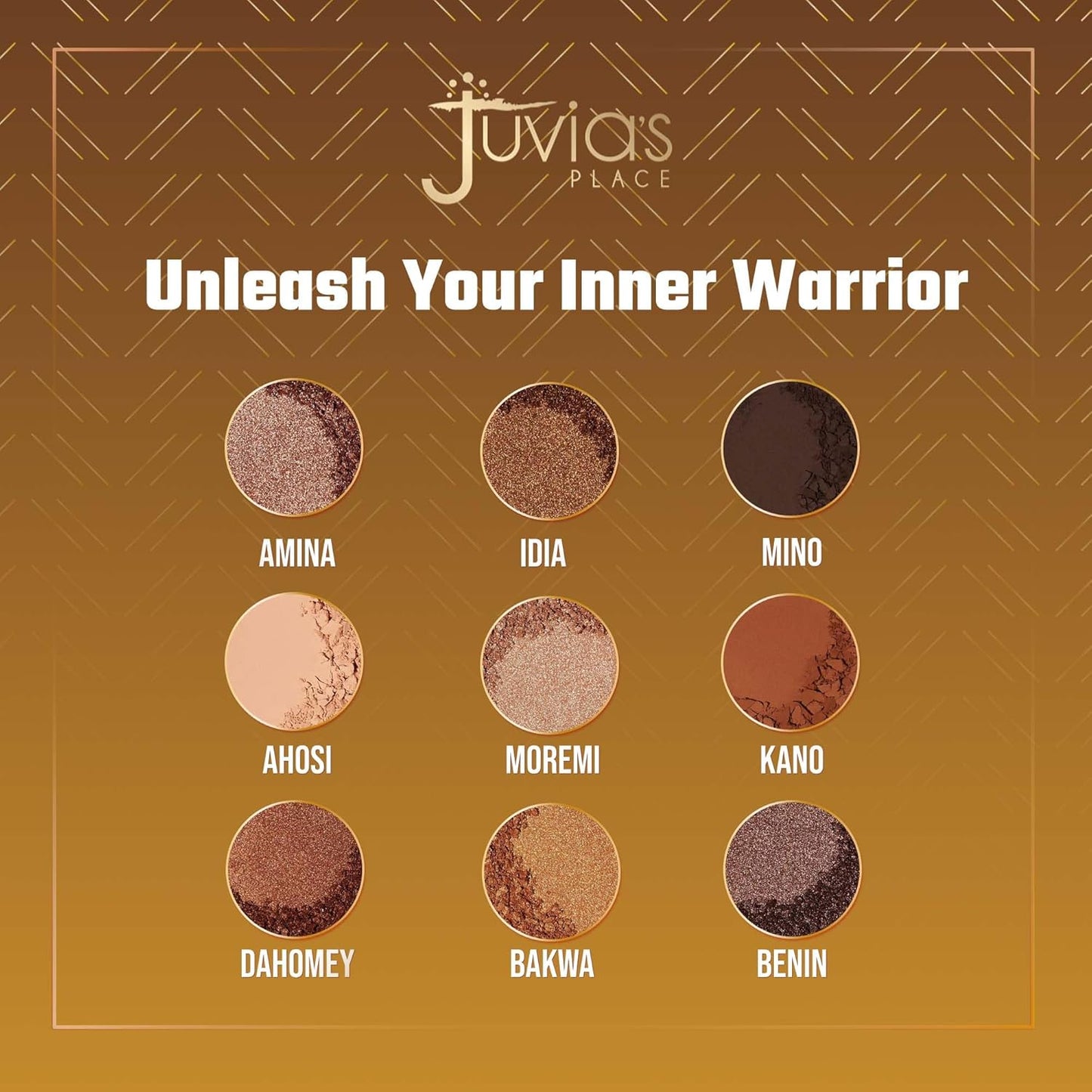 Juvia's Place Palette The Warrior - Warm Golds, Browns & Bronzes, Shades of 9, Warm and Neutral Palette, Pigmented Makeup Palette Eye Color & Shine