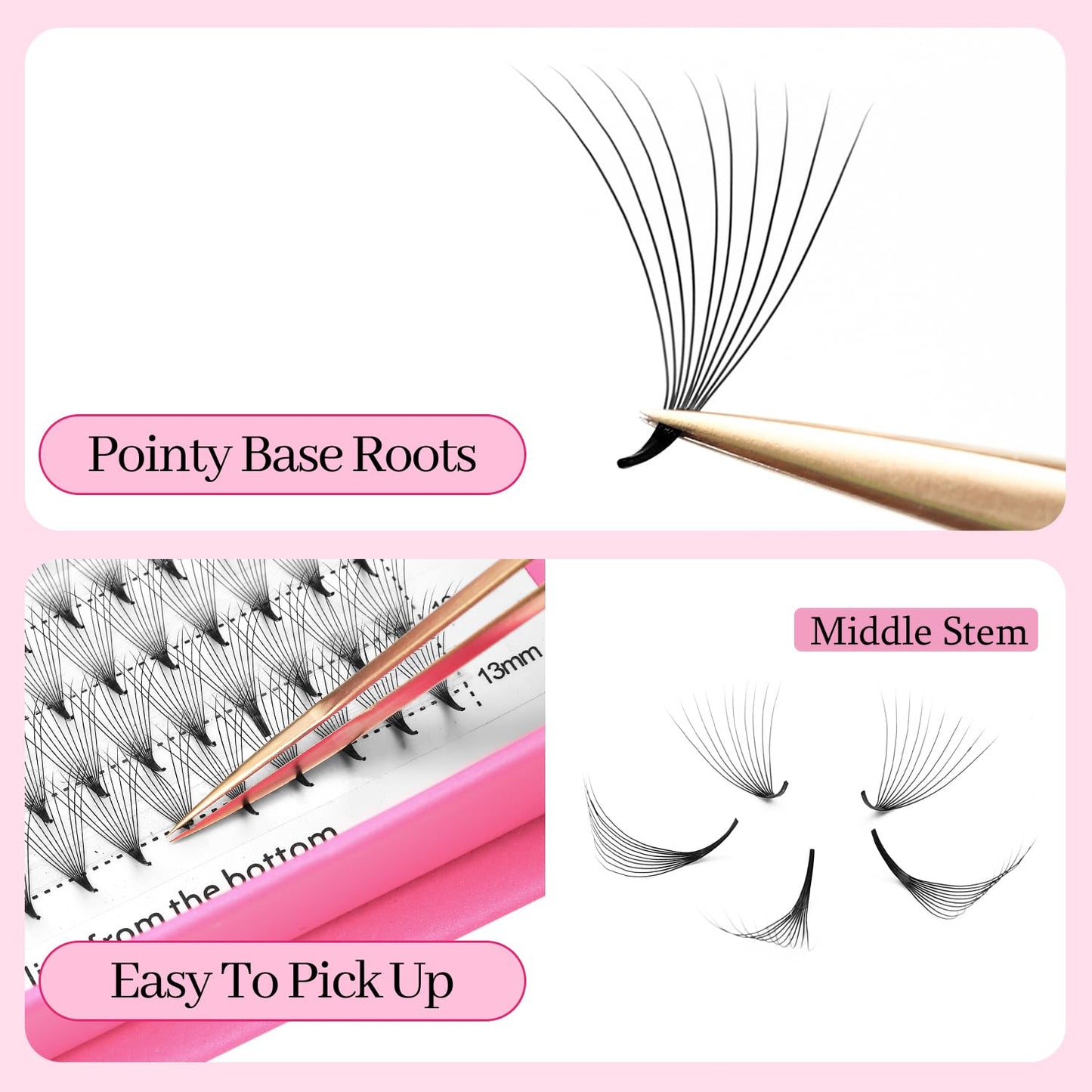 Premade Fans Eyelash Extensions 10D Volume Lash Extensions 0.07 Thickness Eyelash Extension D Curl Premade Lash Fans 13mm Fluffy Soft Handmade Lash Fan(10D-0.07-D,13mm)