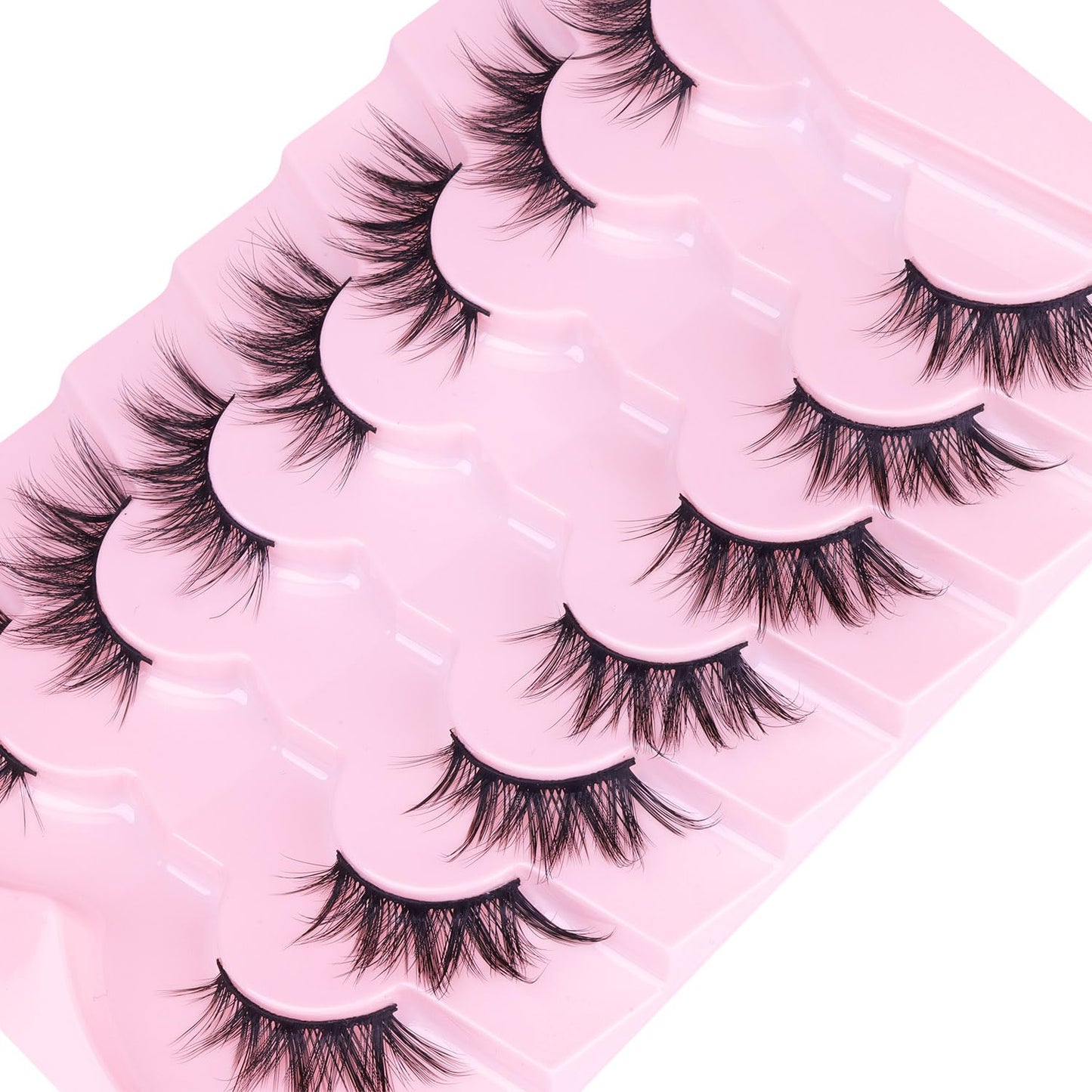 Half Lashes Fox Eye Faux Mink Lashes Wispy Eyelashes Cat Eye 20mm Fake Lashes Spiky Strip Eyelashes Pack 7 Pairs