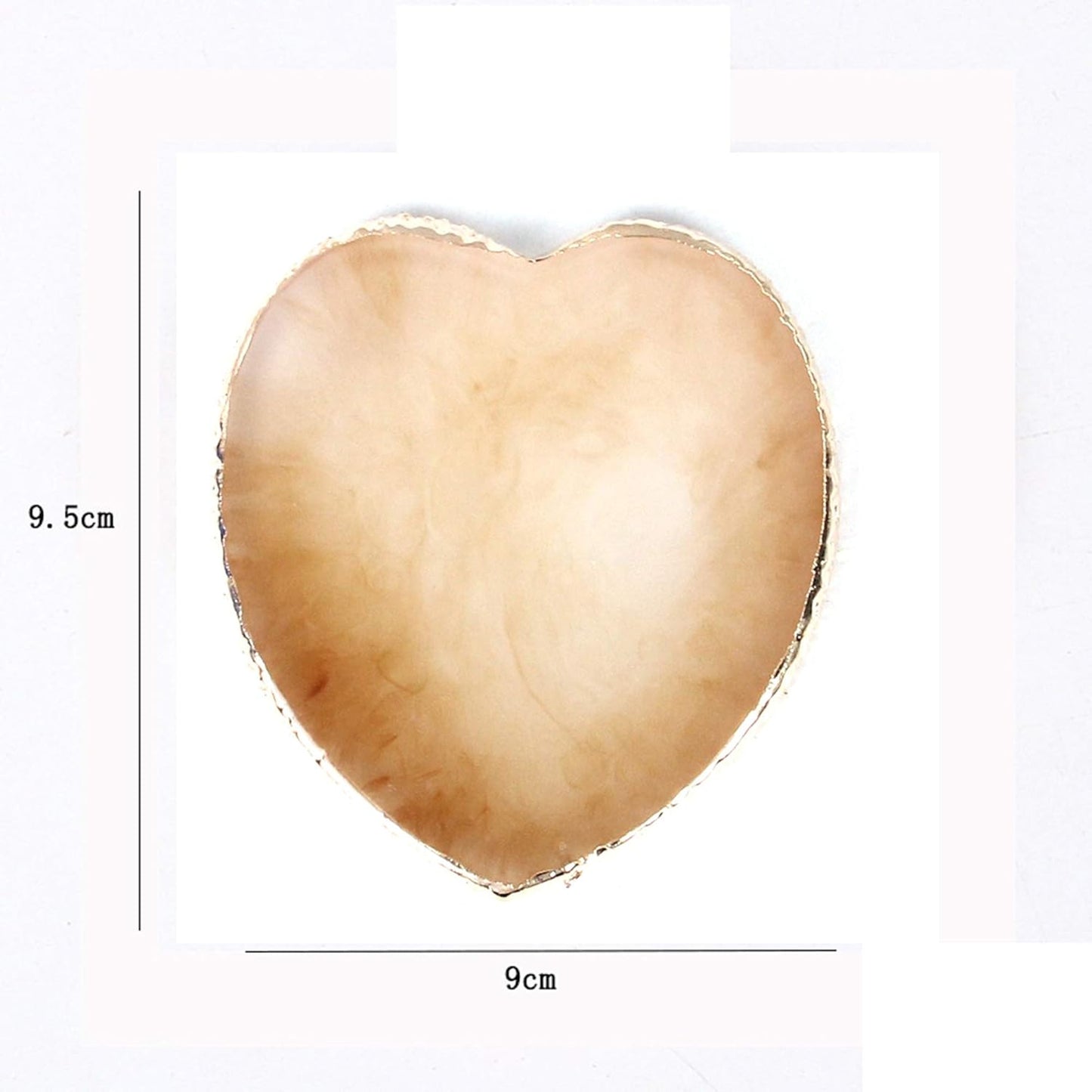AKOAK 1 Pack Nail Heart Shape Resin Palette Agate Golden Edge Palette Crystal Edge Shooting Prop Palette Works Display Board Tools (Yellow)