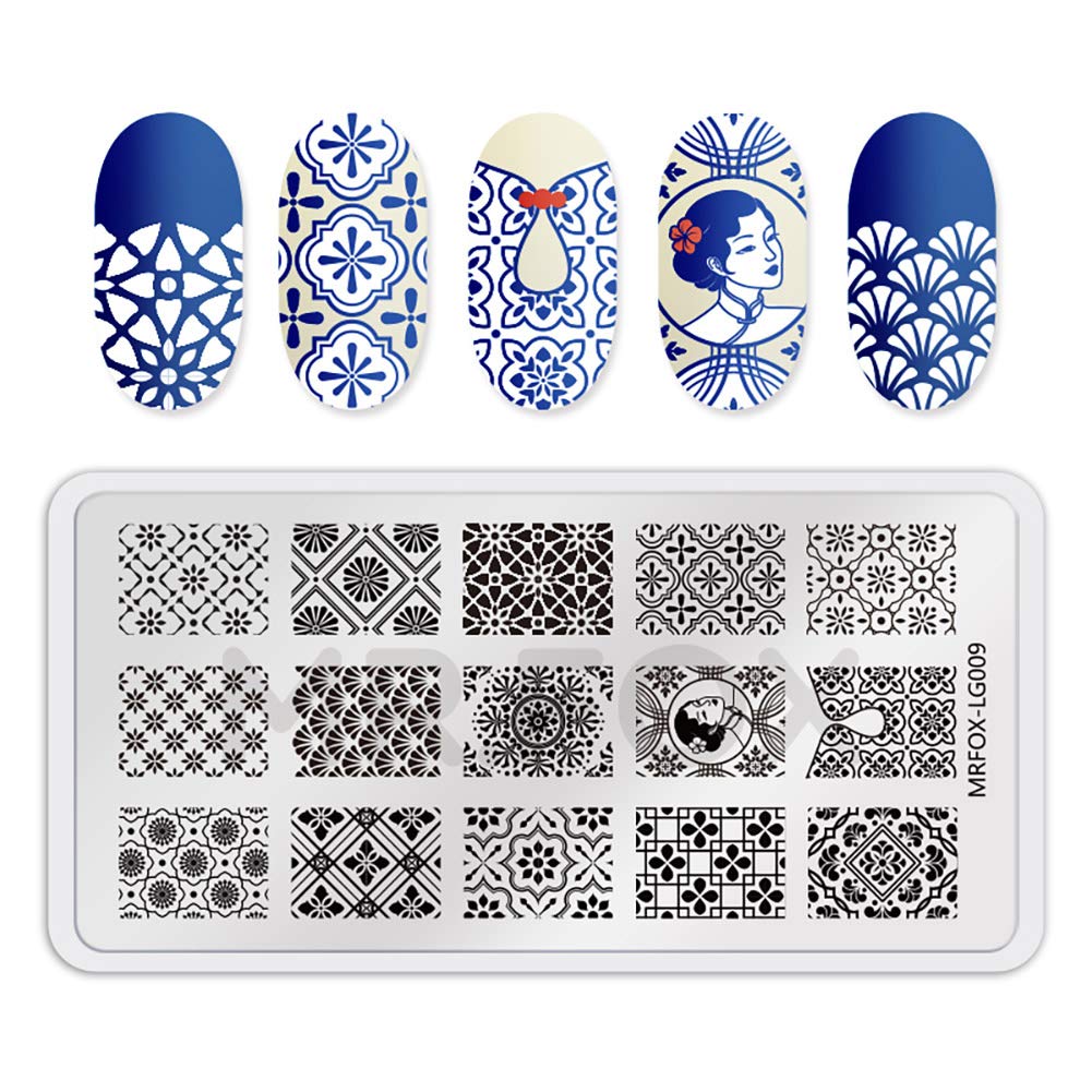 MR.FOX Nail Board Set - Chinese, Republic, Ancient Style Wedding Theme Pattern - Bubble Republic Style Art DIY Hot Stamping Template