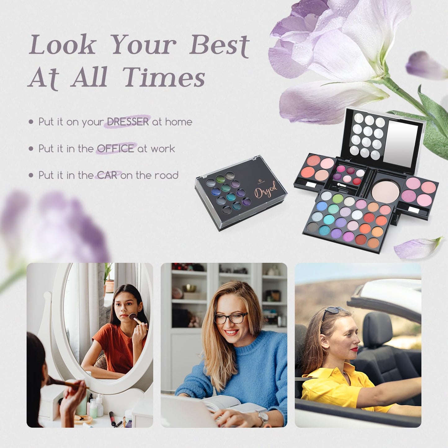 Color Nymph All In One Makeup Palette Set Kit,Portable Travel Makeup Kit for Girls with 24-Colors Eyeshadows Facial Blusher Lip Gloss Pressed Powder Mascara Brushes Mirror