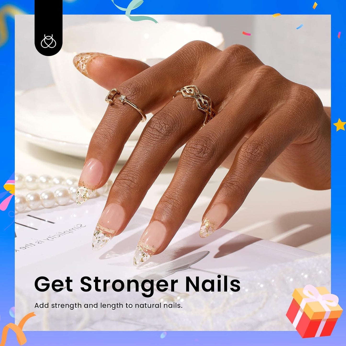 beetles Gel Polish 5 In 1 Nail Glue and Builder Nail Gel 7 in 1 Builder Strengthener Gel Clear Building Gel Hard Gel for Nails Builder Extension, Uv LED Lamp Nail Gel Gift for Women