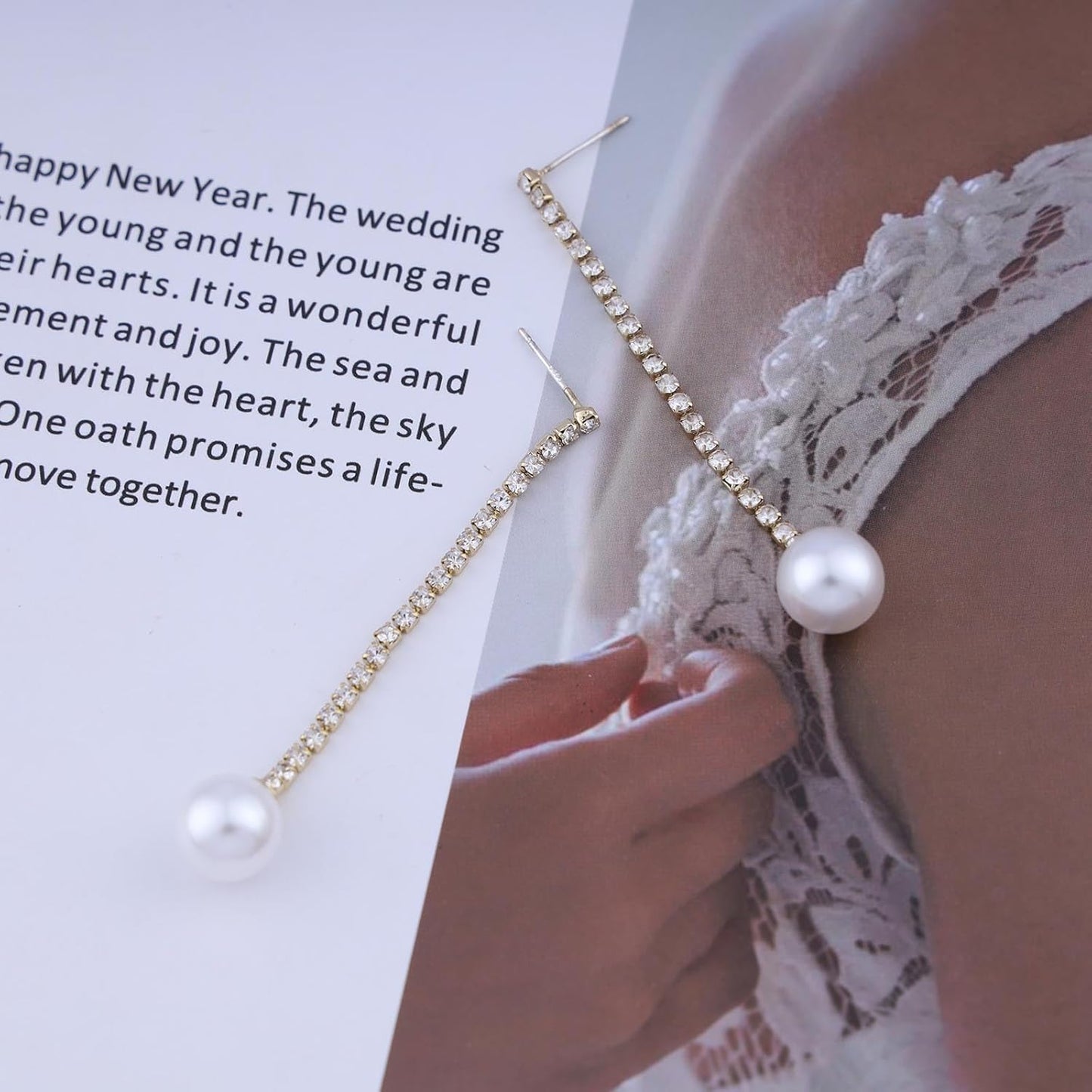 Vintage Rhinestone Pearl Drop Earrings Gold Long Tassel Pearl Earrings Linear Crystal Chain Earrings Cz Rhinestone Tennis Earrings Jewelry for Women