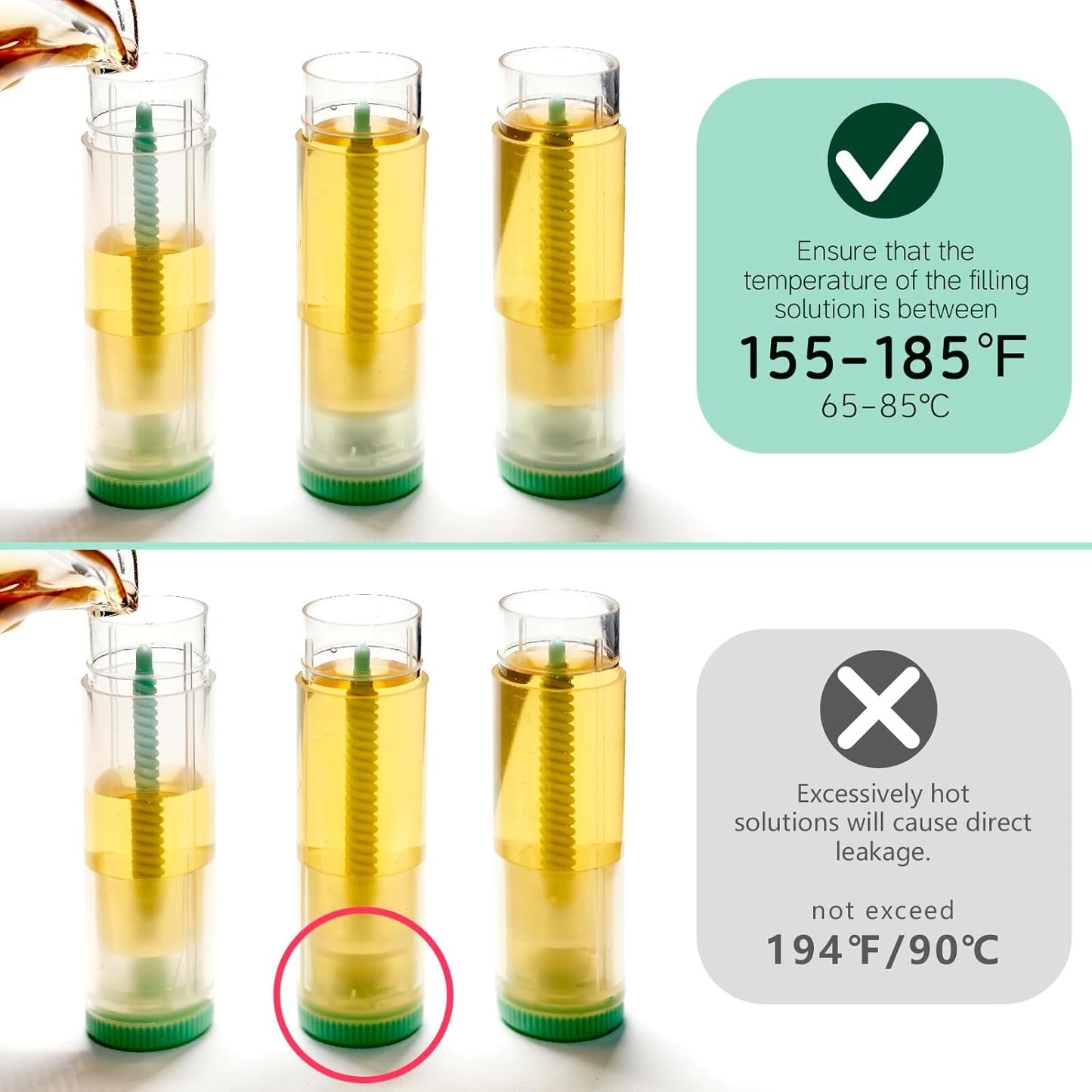 JuLand 50 Pack Empty Lip Balm Containers Bulk 5.5ml - Clear Twist-Up Tubes with Green Caps, Refillable Chapstick Tube for DIY Lip Balm Making