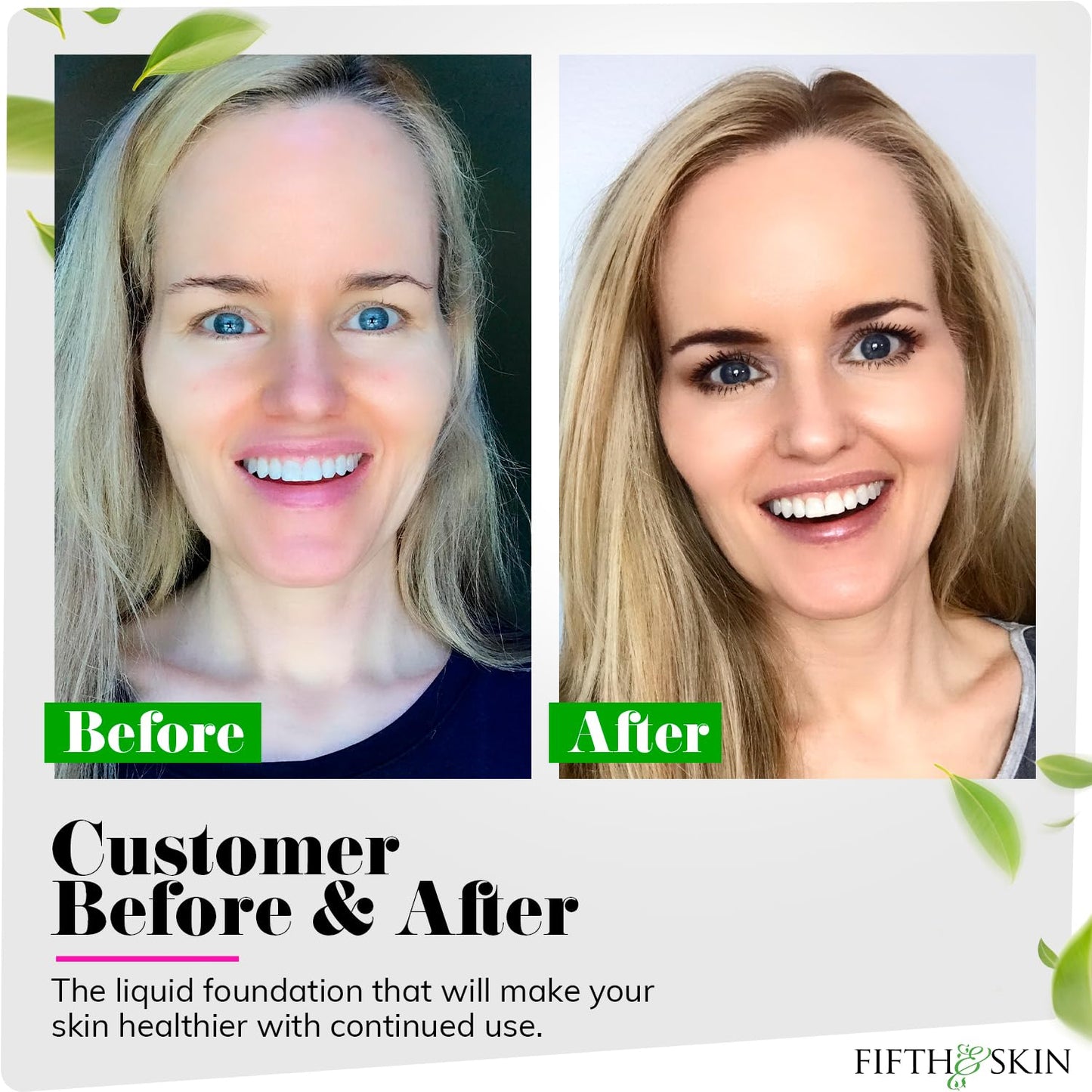 Fifth & Skin: Better’n Ur Skin Liquid Foundation (SANDY BEIGE) - Natural, Organic, Vegan, Cruelty-Free - Gluten-Free Beauty with Buildable Coverage and Palm-Free Luxury - 1 oz